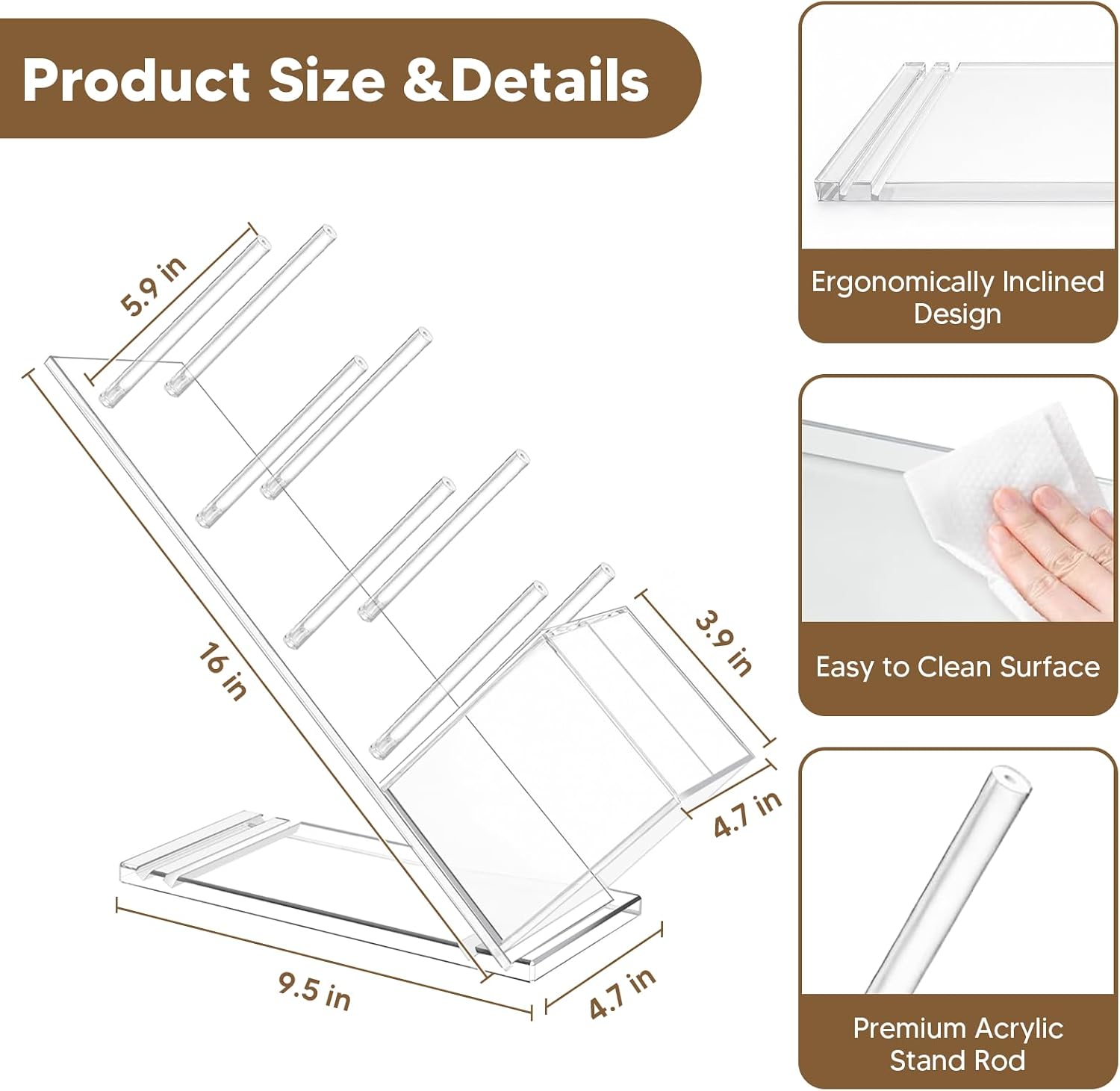 Clear Acrylic Coffee Cup & Lid Holder with Straw Organizer