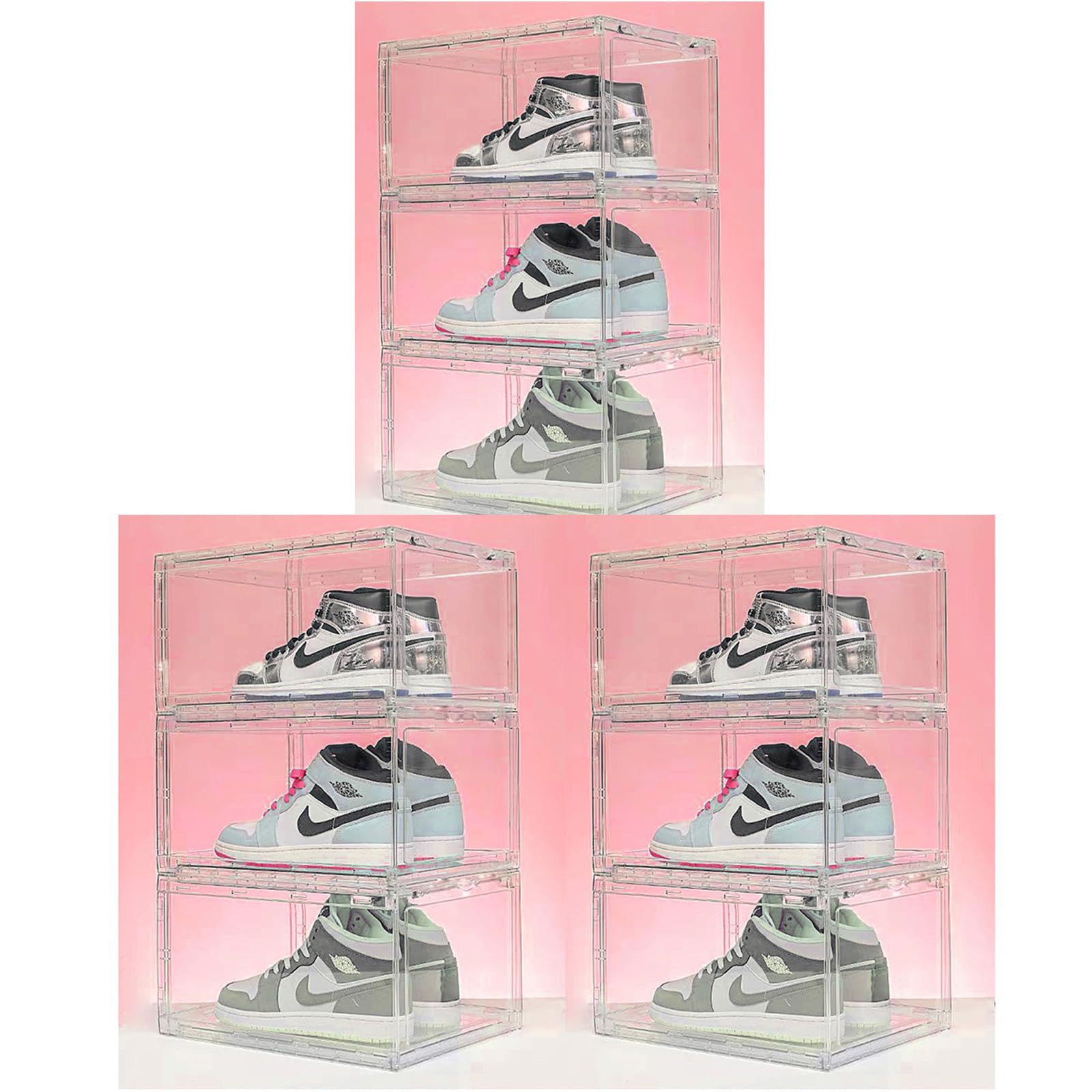 CEET Shoe Box, Stackable Acrylic Clear Shoe Cabinet with Magnetic Door, Suitable for Men/Women, Size 14 (14.4 x 10.6 x 8 inch/36 x 27 x 20 cm) (Entrance Gate 9X)