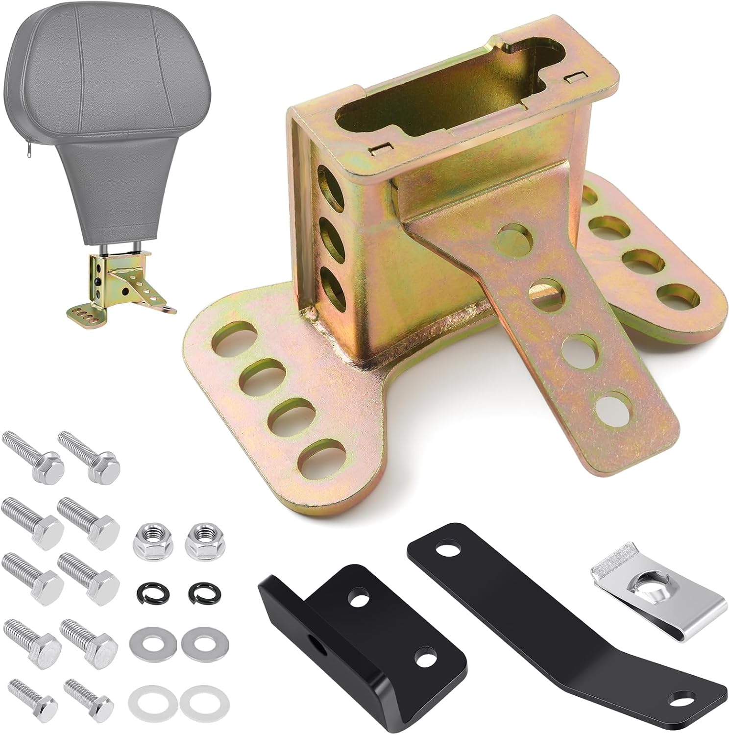 Benlari Driver Backrest Bracket, Adjustable Rider Driver Backrest Mounting Hardware Kit Fit for Harley Davidson Touring Street Glide Road Glide Electra Glide Road King CVO 1988-2024, Colored Zinc