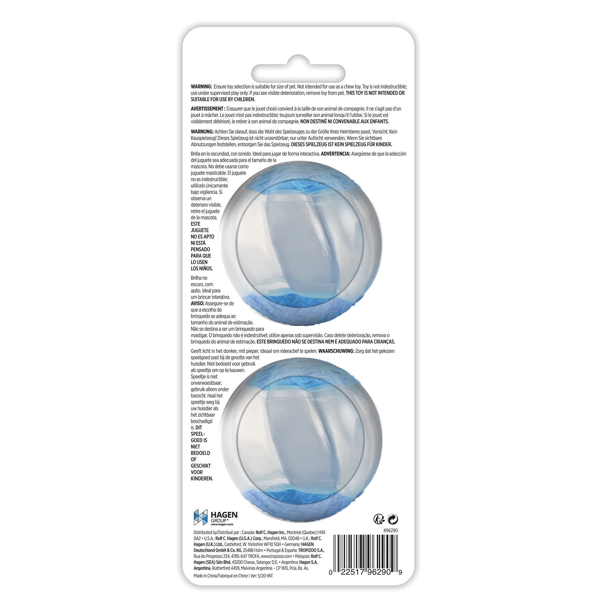 Zeus Duo Ball 6.3cm with Sqkr&Glo 2Pk, white, blue - Image 4