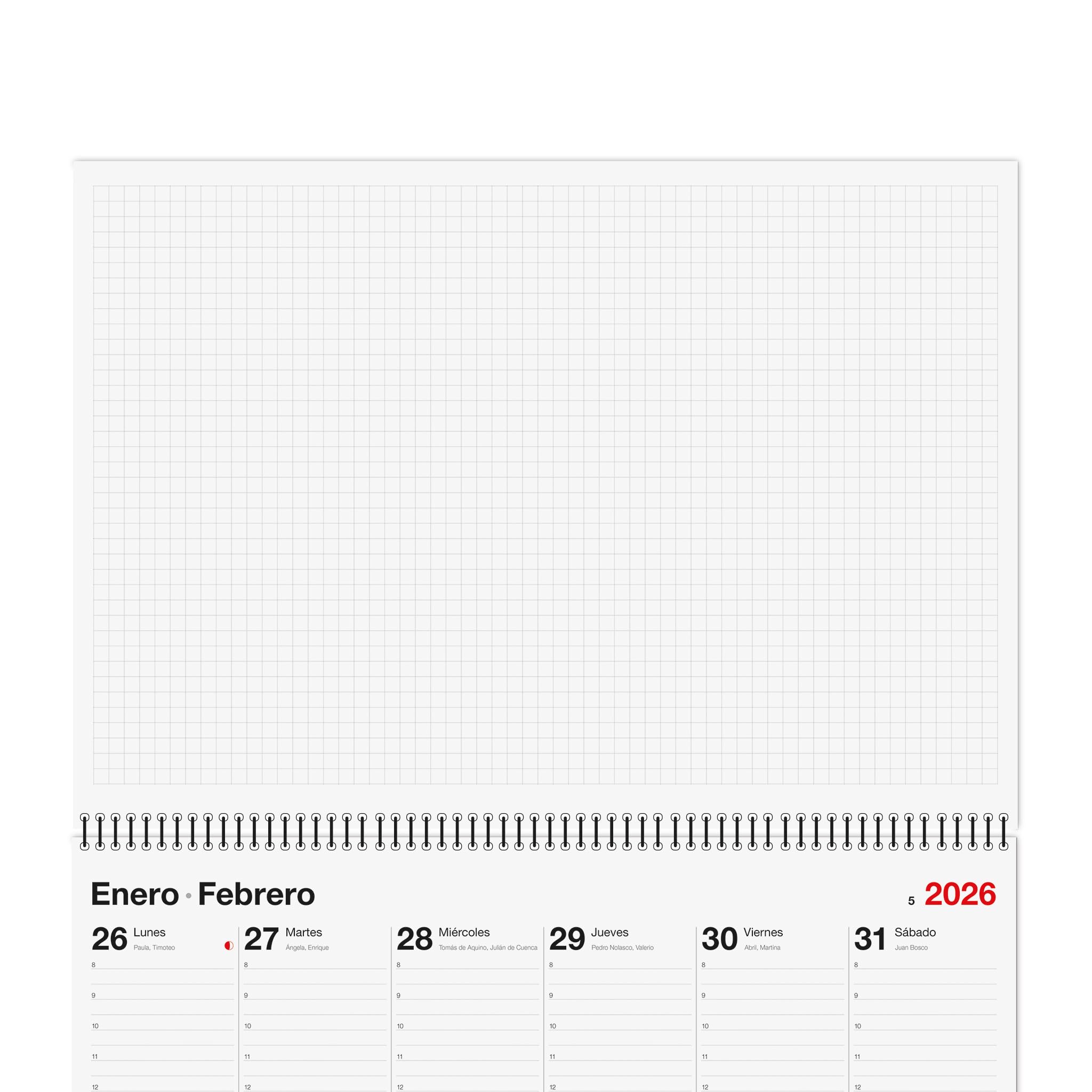 Miquelrius - Calendario 2026 semanal Basic, Planning de sobremesa, Planificador A3: 420 x 296 mm, Con espacio para anotar, Vade semana vista, Encuadernación espiral doble, Español