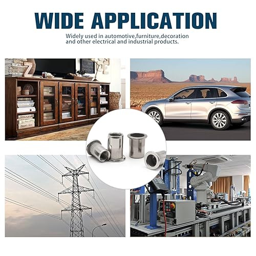 Miniatura 7 de 50 tuercas remachables de acero inoxidable, M4 de acero al carbono, kit surtido de tuercas remachadoras métricas