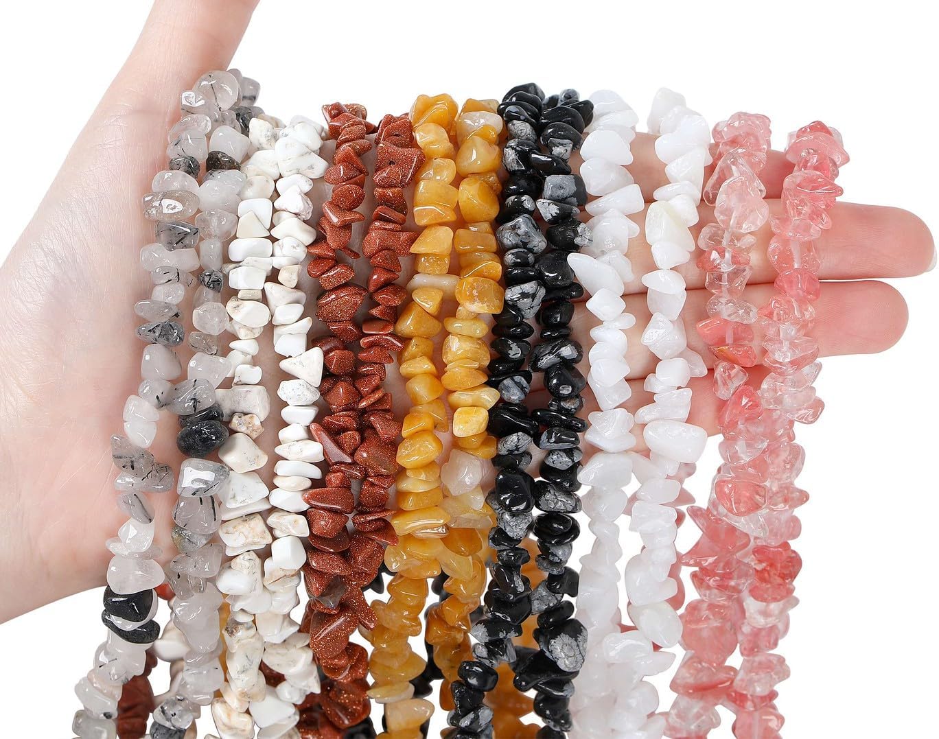 LAIDANLA Yellow Aventurine 400pcs Natural Chip Stone Beads 5-8mm Healing Crystal Irregular Gemstones Drilled DIY Loose Rocks Bead Crystal for Bracelet Earrings Necklace Jewelry Making Crafting - Image 3