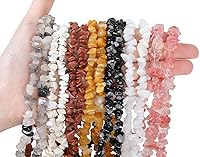 Vista 3 de LAIDANLA Cuentas de piedra de chip de jade blanco de 400 unidades, cuentas de piedra natural de 5 a 8 mm, piedras curativas irregulares de cristal