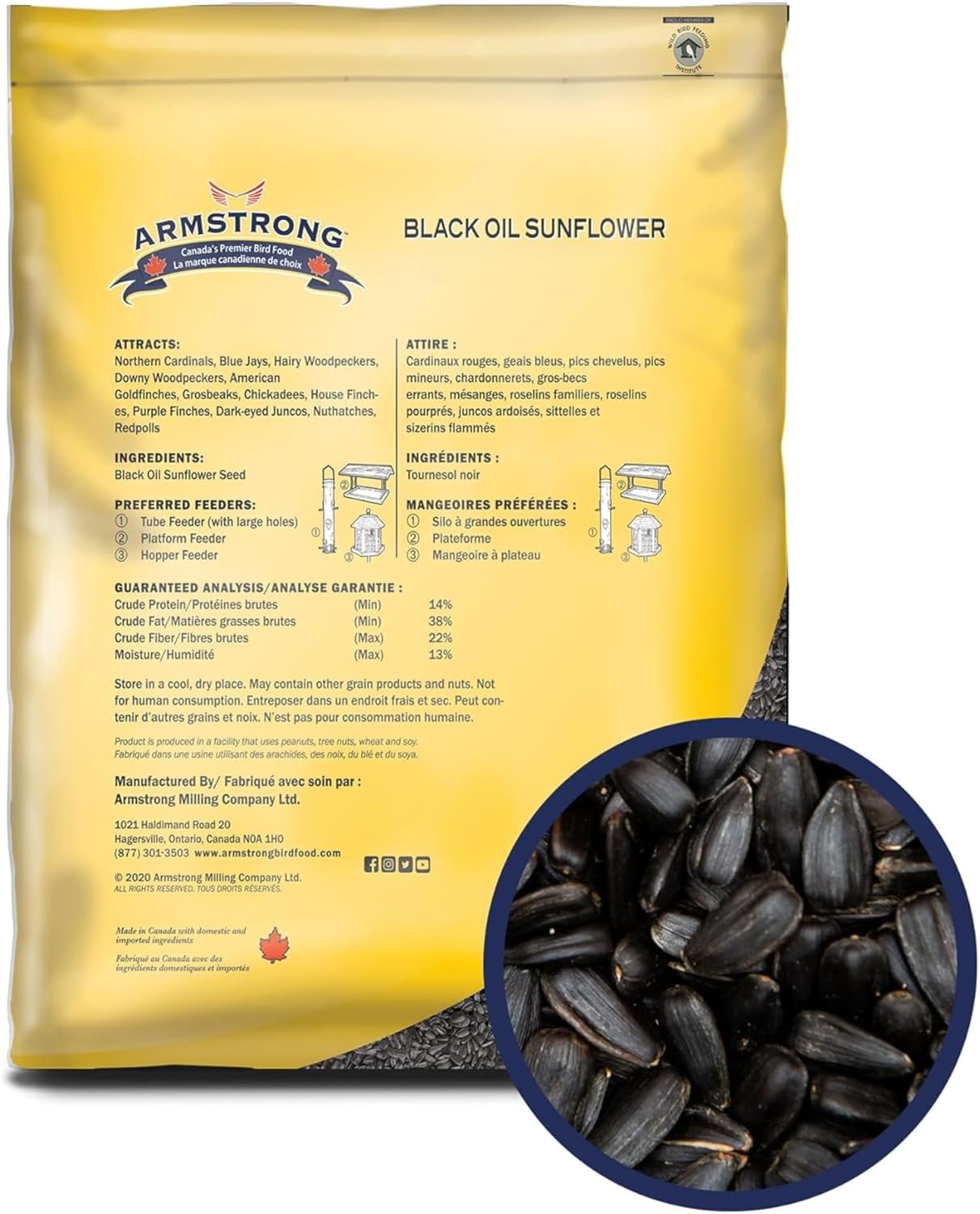 Armstrong Bird Food Black Oil Sunflower Bird Seed, 8 Pounds - for Northern Cardinals, Blue Jays and Hairy Woodpeckers - Ideal for Outside Feeders