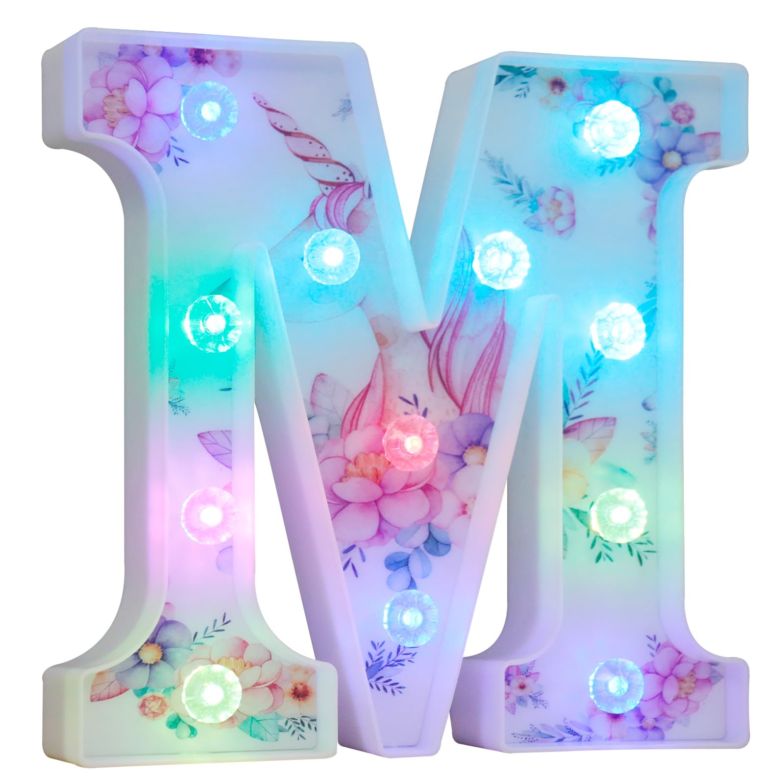 Unicorn Light Up Letters, LED Letter Lights 18 Color Changing Diamond Letter Sign for Girls Gifts, Remote Control Letter for Grils Birthday Party Decorations, Night Lights Wedding Wall Table Decor, M