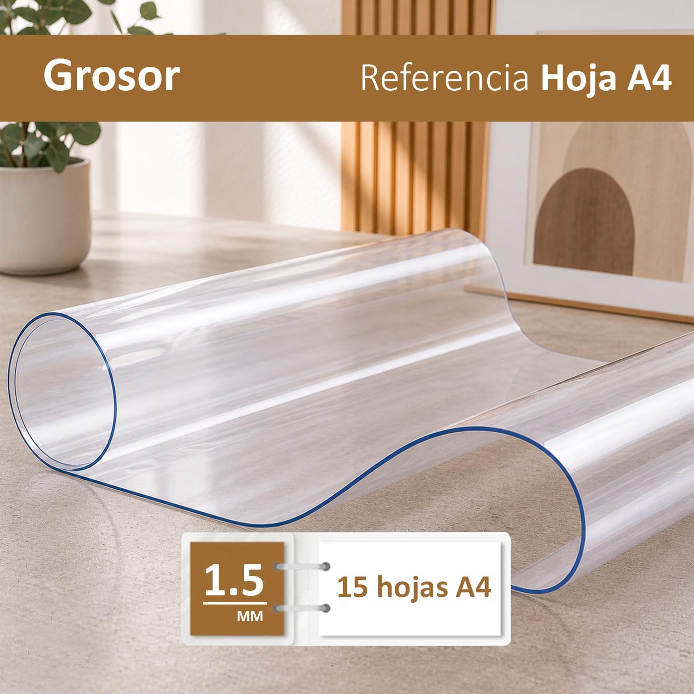 MERCURY TEXTIL – Protector de Mesa Transparente de PVC, Mantel Grueso 1,5 mm para Mesa Rectangular y Redonda, Impermeable, Resistente y Anti Manchas.(120 cm,Redondo)