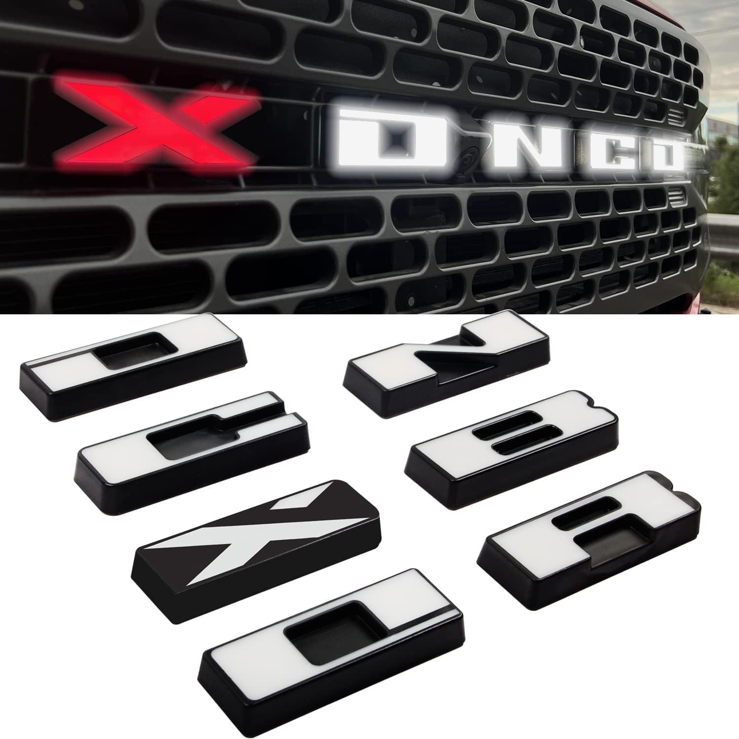Light Up Letters Compatible with Ford Bronco 2021 2022 2023 2024 Front Grill Letter Lights LED Light Up Emblem Overlays (Not for Bronco Sports)