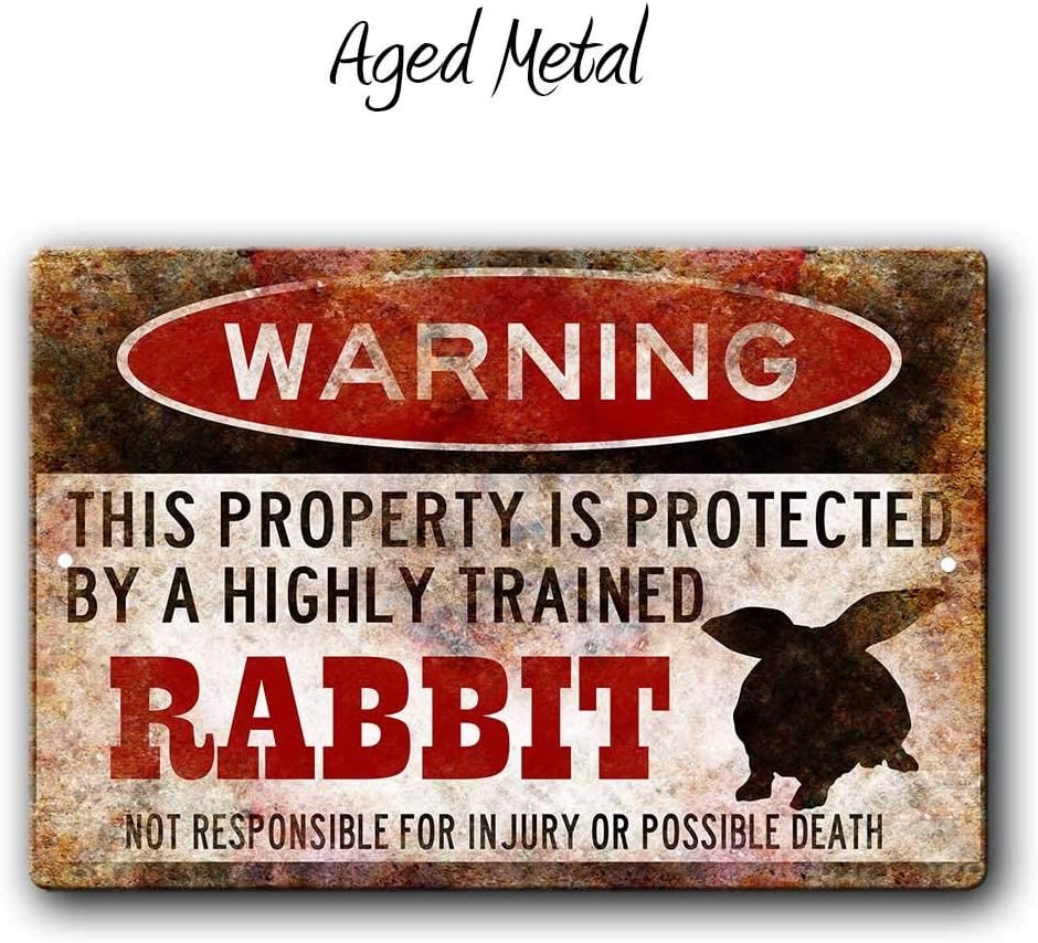 Rabbit Warning Sign, Rabbit Gift, Rabbit cage accessories, Rabbit lover gift, Rabbit Home Decor, 12 x 8 inch Aluminum Warning Sign