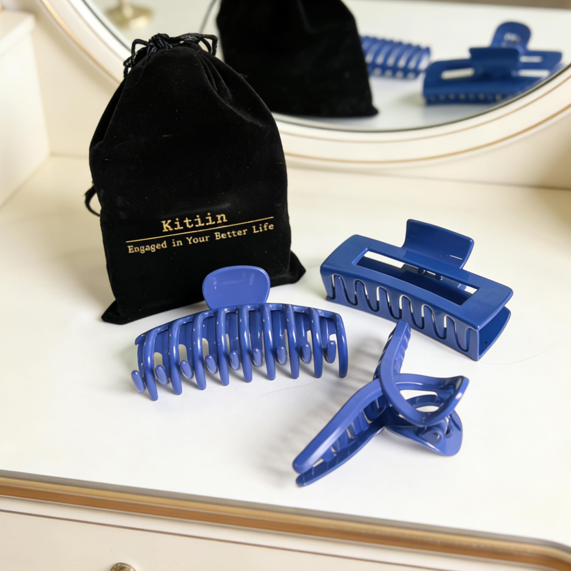 Kitiin Blue Hair Claw Clips for Thick/Fine/Thin Hair,Strong