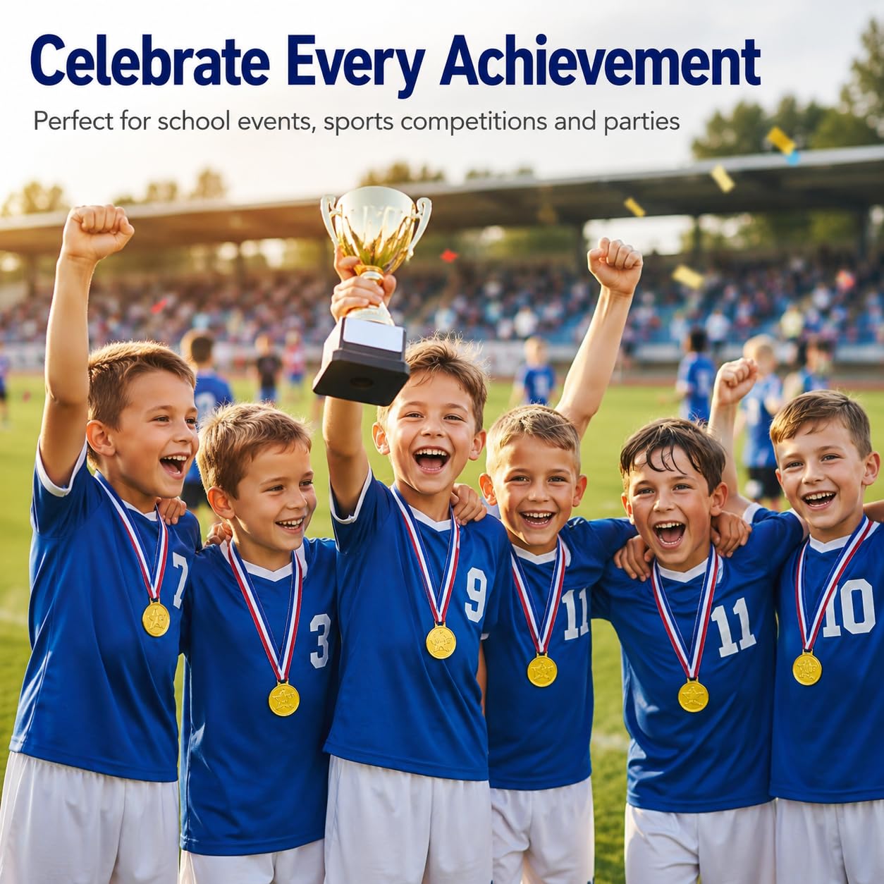 30 Médailles Enfant Dorées avec Rubans, Trophées, Médaille Personnalisable pour Récompenses Sportives, Événements Scolaires Et Jeux Enfants, Porte Médaille Plastique De Qualité