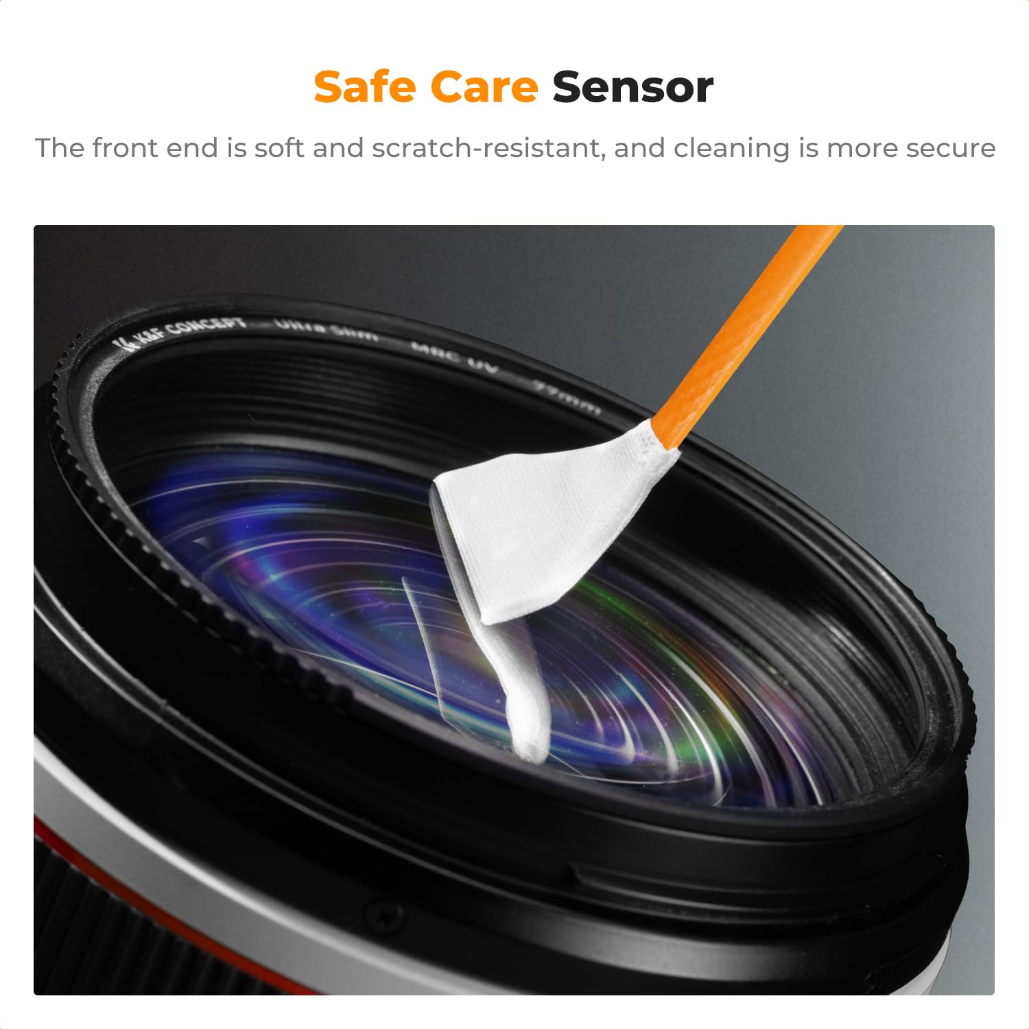 K&F CONCEPT Sensor Reinigungsset mit 6pcs Mikrofaser Swabs 24mm für Vollformat-Kameras und 20ml Flüssig-Reiniger Reinigungs Kit für DSLR Kamera Objektive Filter