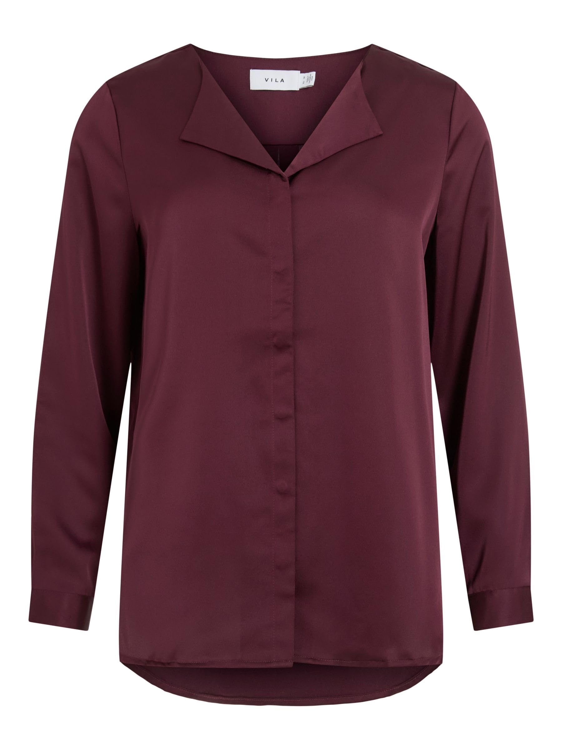 Vila Damen Vila Female Langarmhemd Viellette V-Ausschnitt Viellette V-Neck L/S Satin Shirt - Noos (1er Pack)