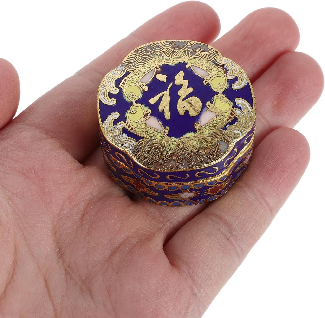 European Vintage Copper Jewelry Box Decorative round Keepsake Chest image 4