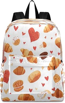 Dussdil Cute Croissants Bread 8 Kids Backpack Backpacks for Boys Girls Teen School Bookbag Laptop Bag Daypack Large Travel Sports Bags