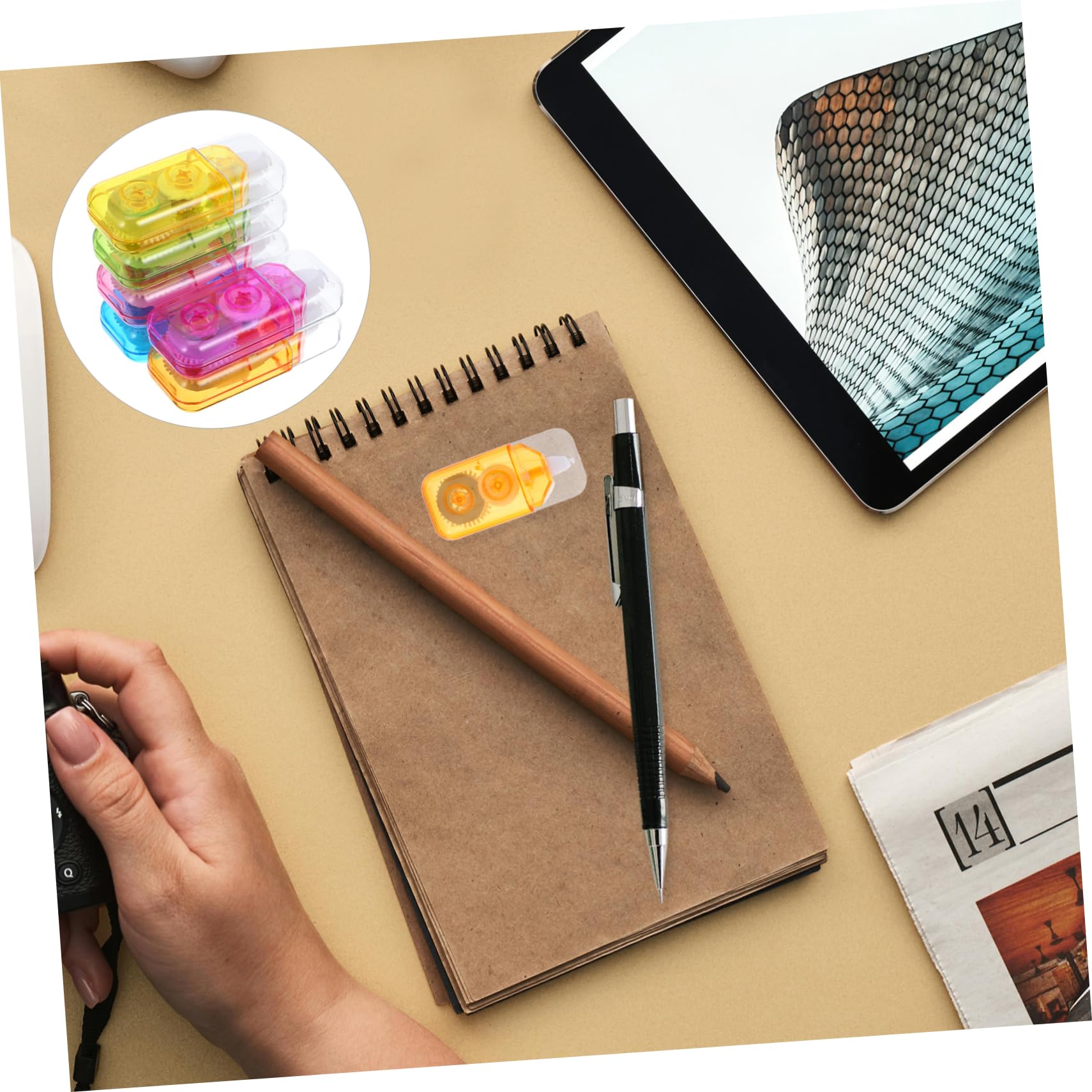 NUOBESTY 30 Pièces correcteur bande de correction de bande dessinée fournitures de classe esthétique fournitures scolaires Ruban de correction de stylo effaceur de bande domestique