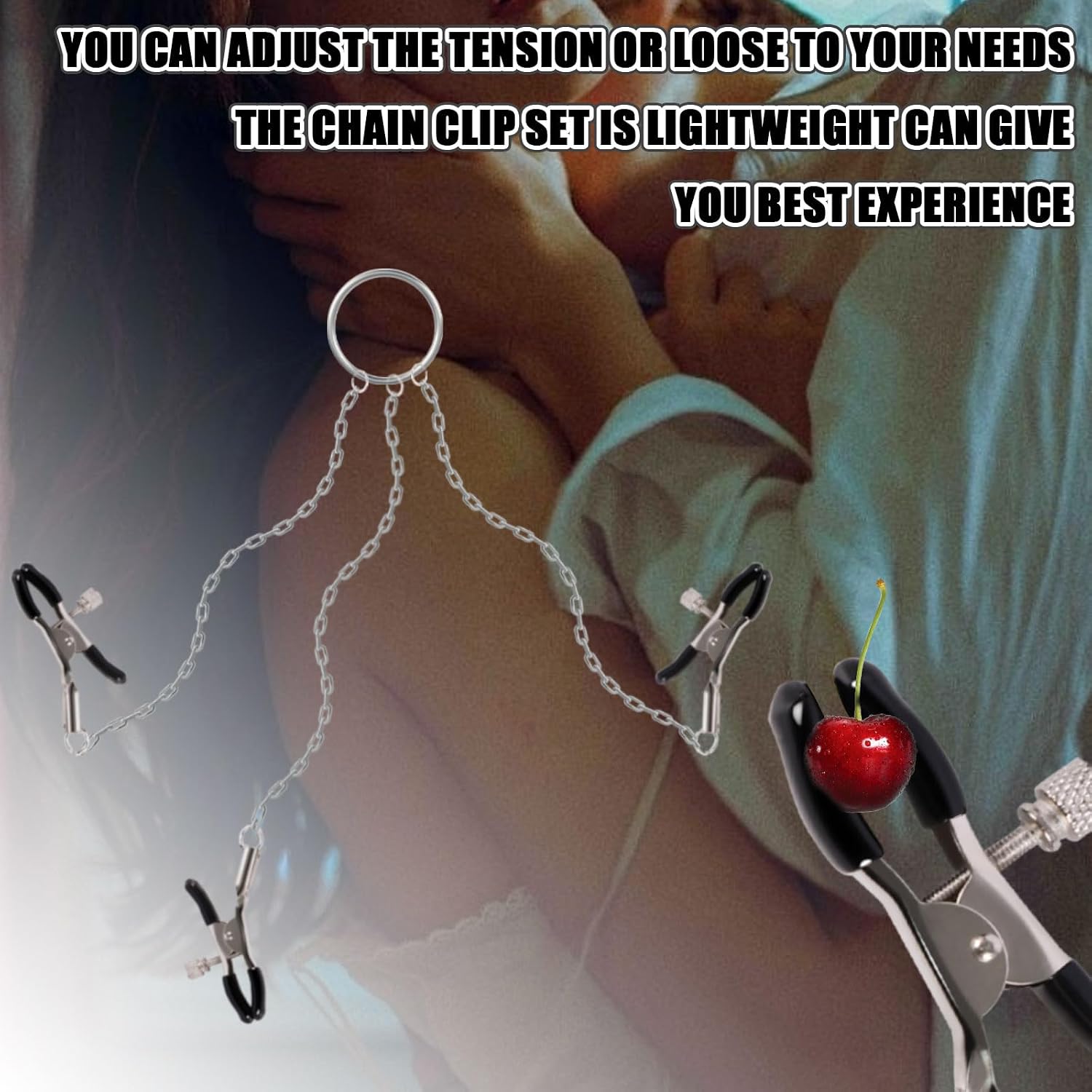 Nipple Clamps-Adjustable Nipple Clamps Non-Piercing Adjustable Metal Nipple Toys, Nipple Clips & Clit Clamp BDSM Adult Sex Toys & Games with Chain for Couples Gifts