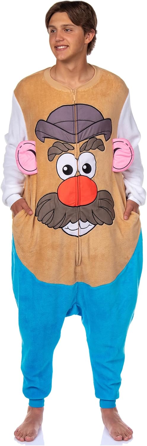 INTIMO Mr. Potato Head Union Suit Adult Fleece One Piece Pajama Outfit Footless Sleeper