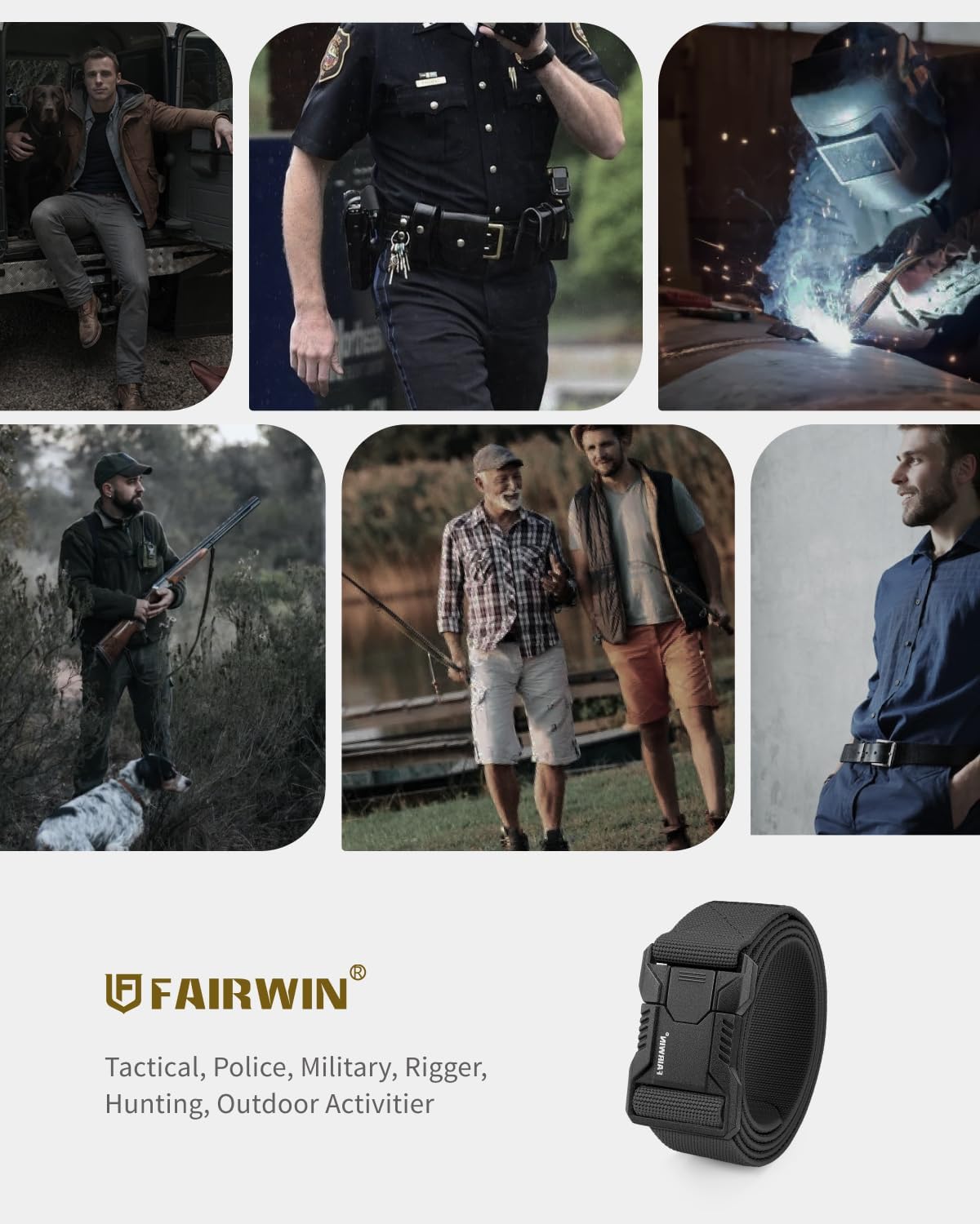 FAIRWIN Tactical Belt Men, 1.5" Stretch Nylon Web Military Hiking Rigger Work Belts with Quick-Release Seatbelt Buckle - Image 6