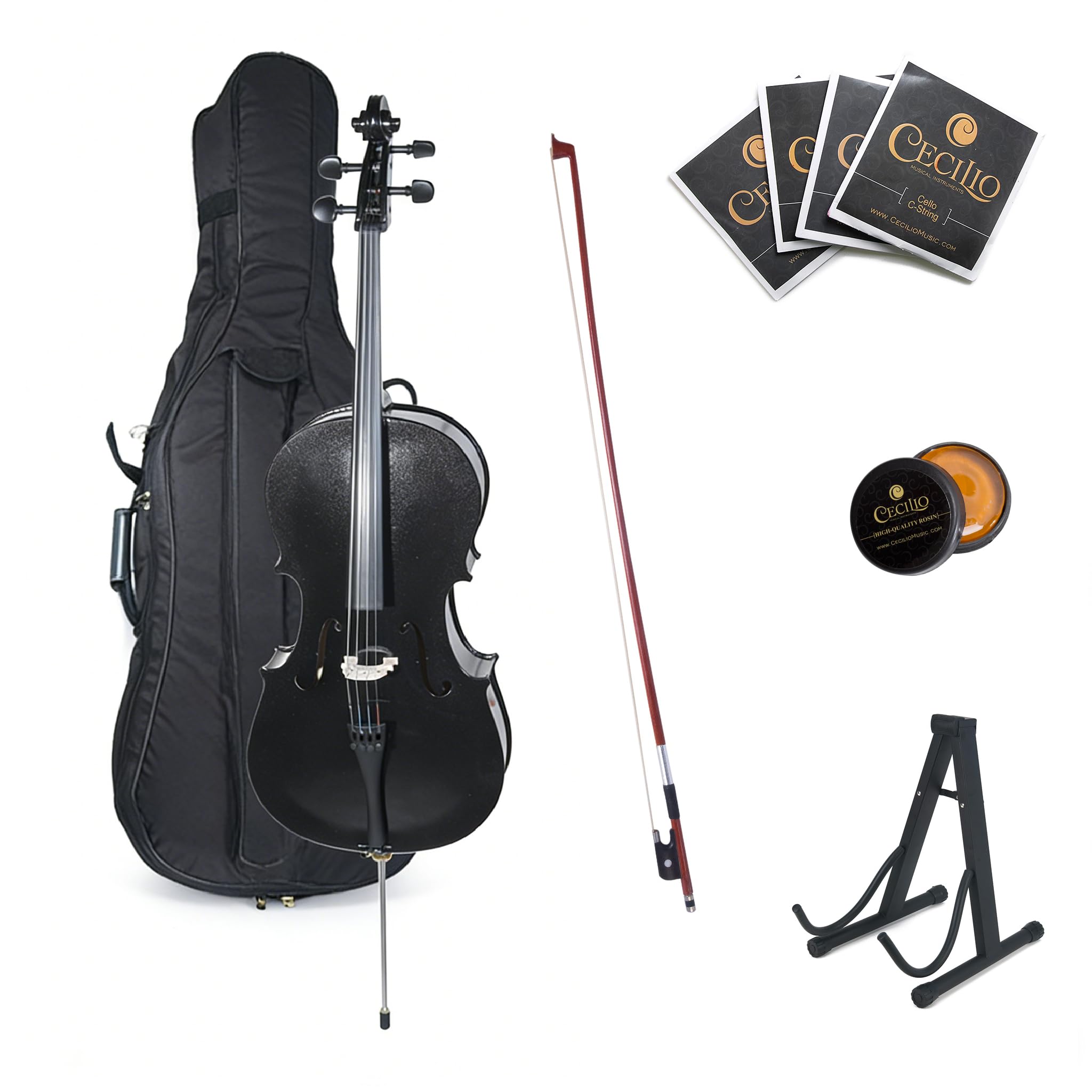 Cecilio 4/4 Full Size Cello Kit for Beginners Black