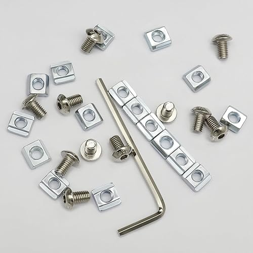 Miniatura 10 de 20 piezas negras 2020 Series en forma de L interior interior de esquina con tornillos + 1 llave para ranura de 0.236 in, accesorios de riel de