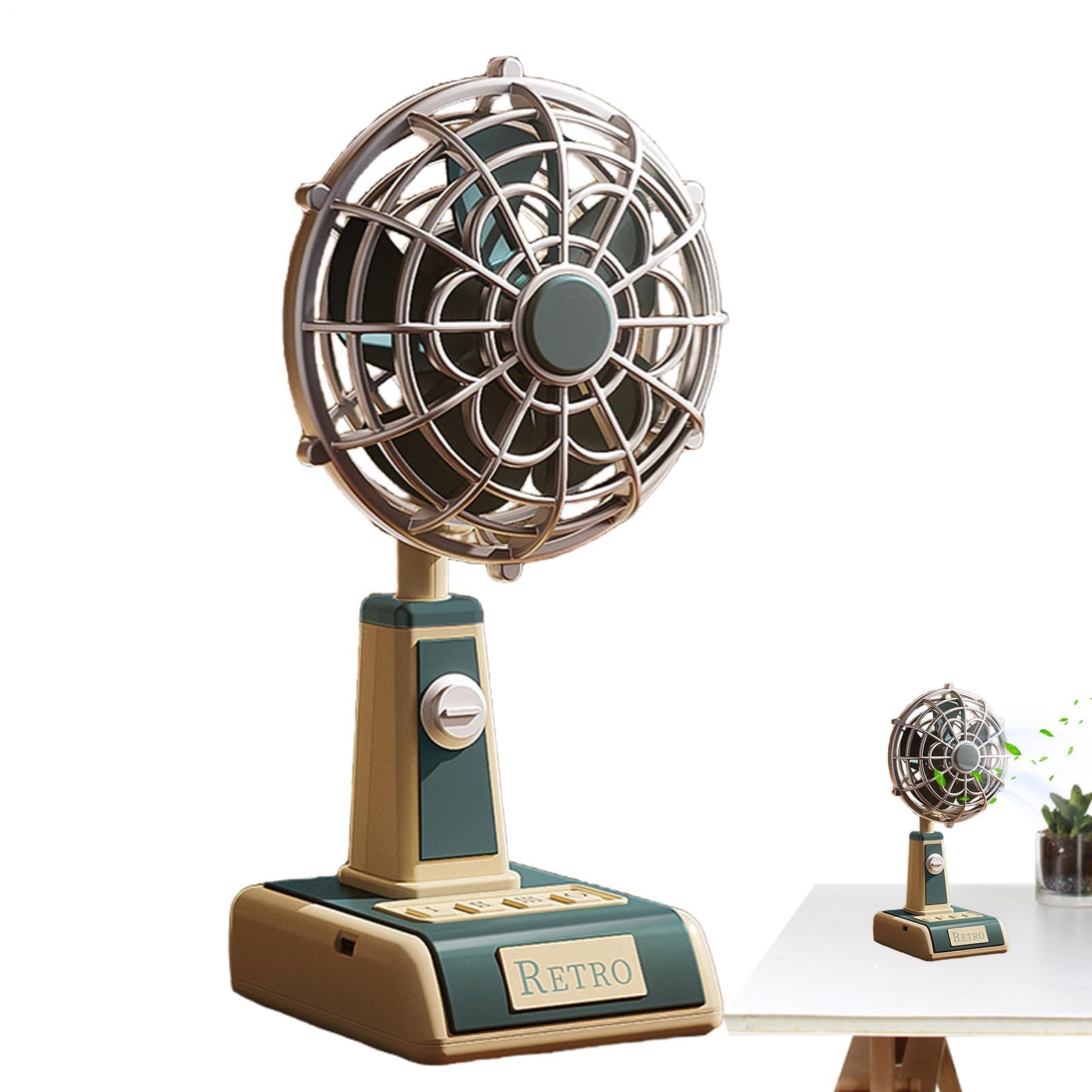 Ventilador de escritorio recargable por USB, ventilador de mesa portátil con 3 velocidades y potente flujo de aire para el hogar, al aire libre, viajes, escuela, cocina y coche