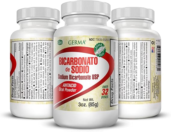 Germa Sodium Bicarbonate Powder USP 3 Ounces, Bicarbonato de Soda - Pack-of-3