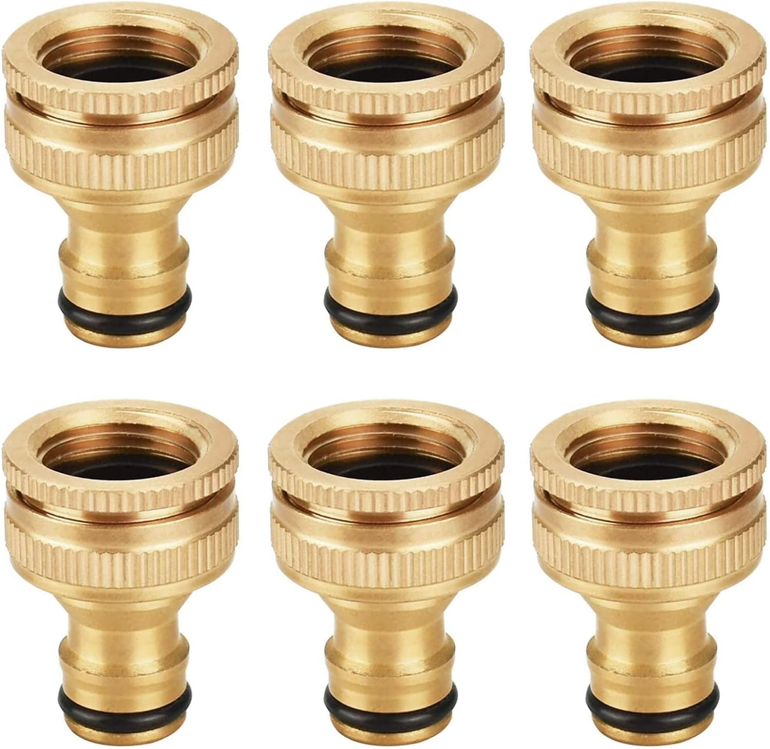Rorshaw 6PCS Brass Hose Tap Connectors Water Hose Connector 1/2 and 3/4
