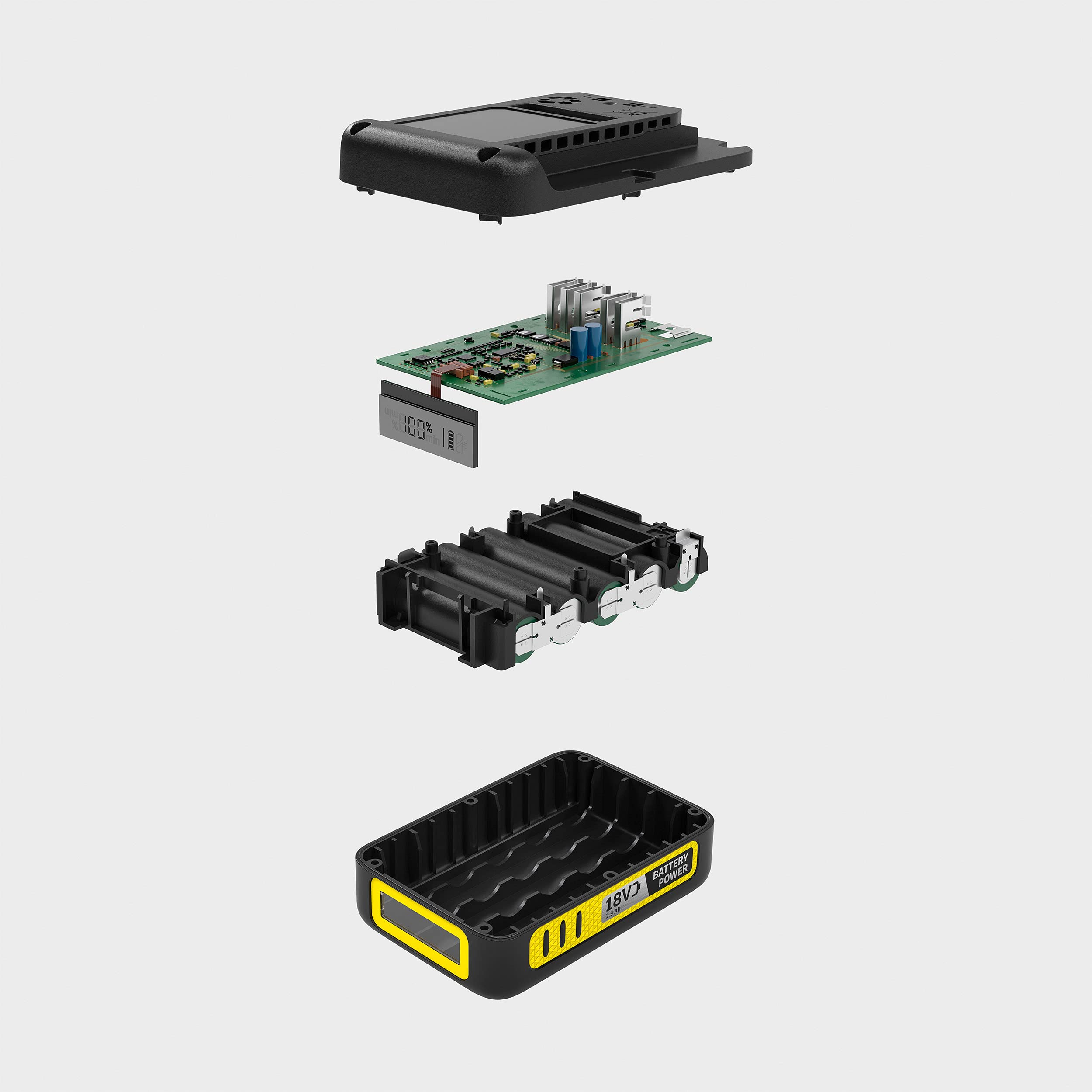 Kärcher Batería Recargable Ión de Litio 2400 mAh 18 V (2.445 - 034.0), Negro/ Amarillo