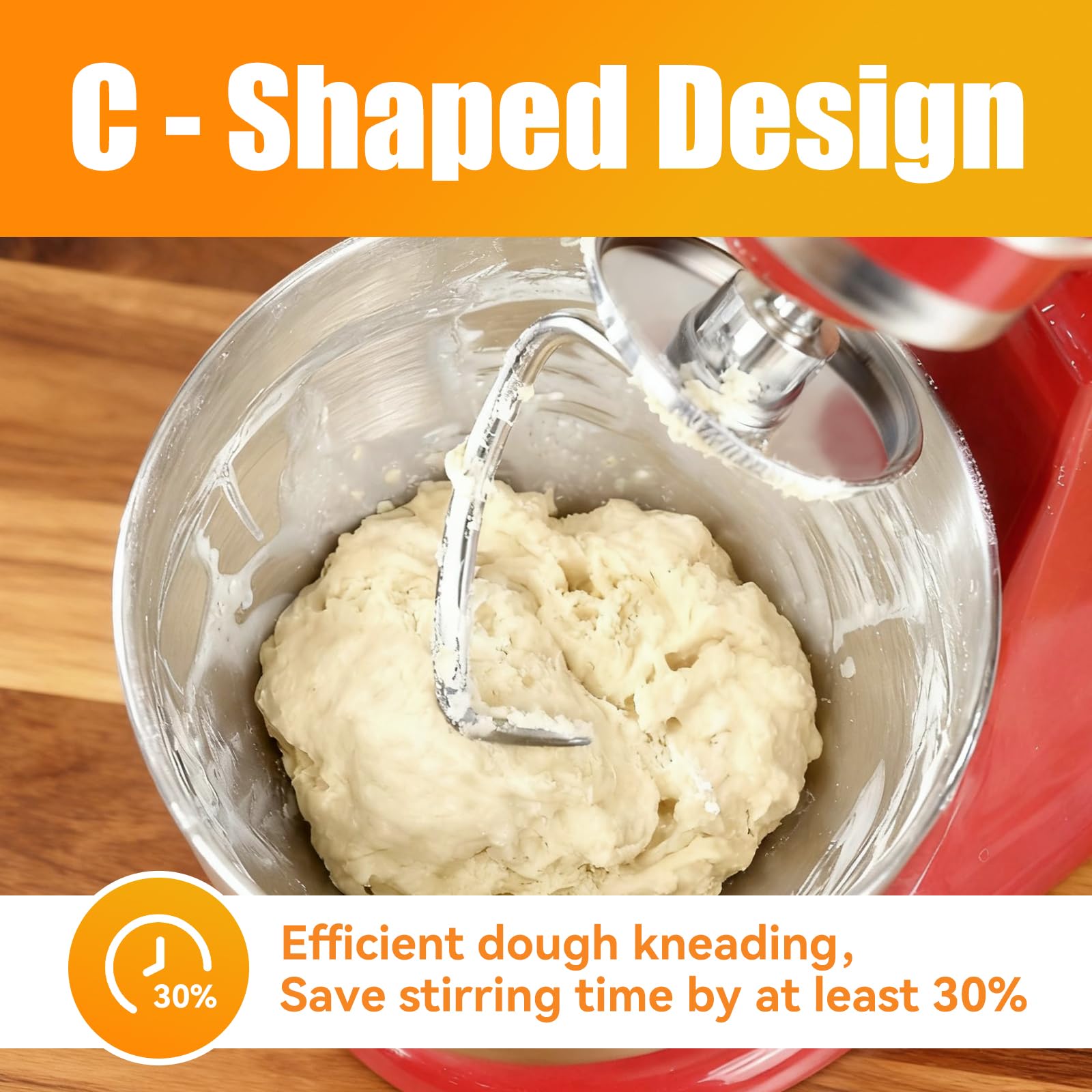 K45SS - Gancio per impasto in acciaio inox per mixer Kitchen Aid con testa inclinabile da 4,5-5 litri, compatibile con accessori e accessori Kitchen Aid