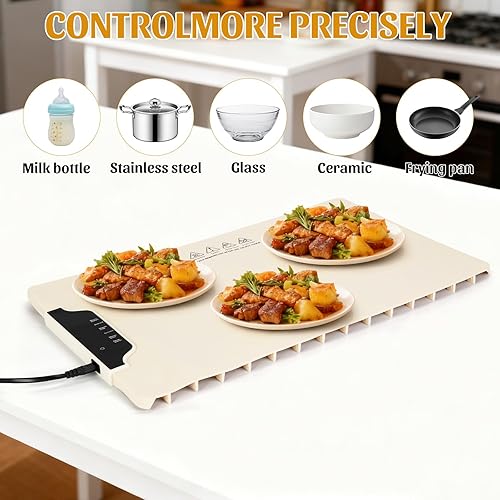 Miniatura 6 de Tapete de calentamiento para alimentos, calentador eléctrico de alimentos de calentamiento rápido, tapete de silicona enrollable extra grande,