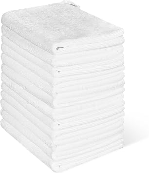 12 Pack Washcloths, Microfiber Wash Cloths, 12x12 Inch, White