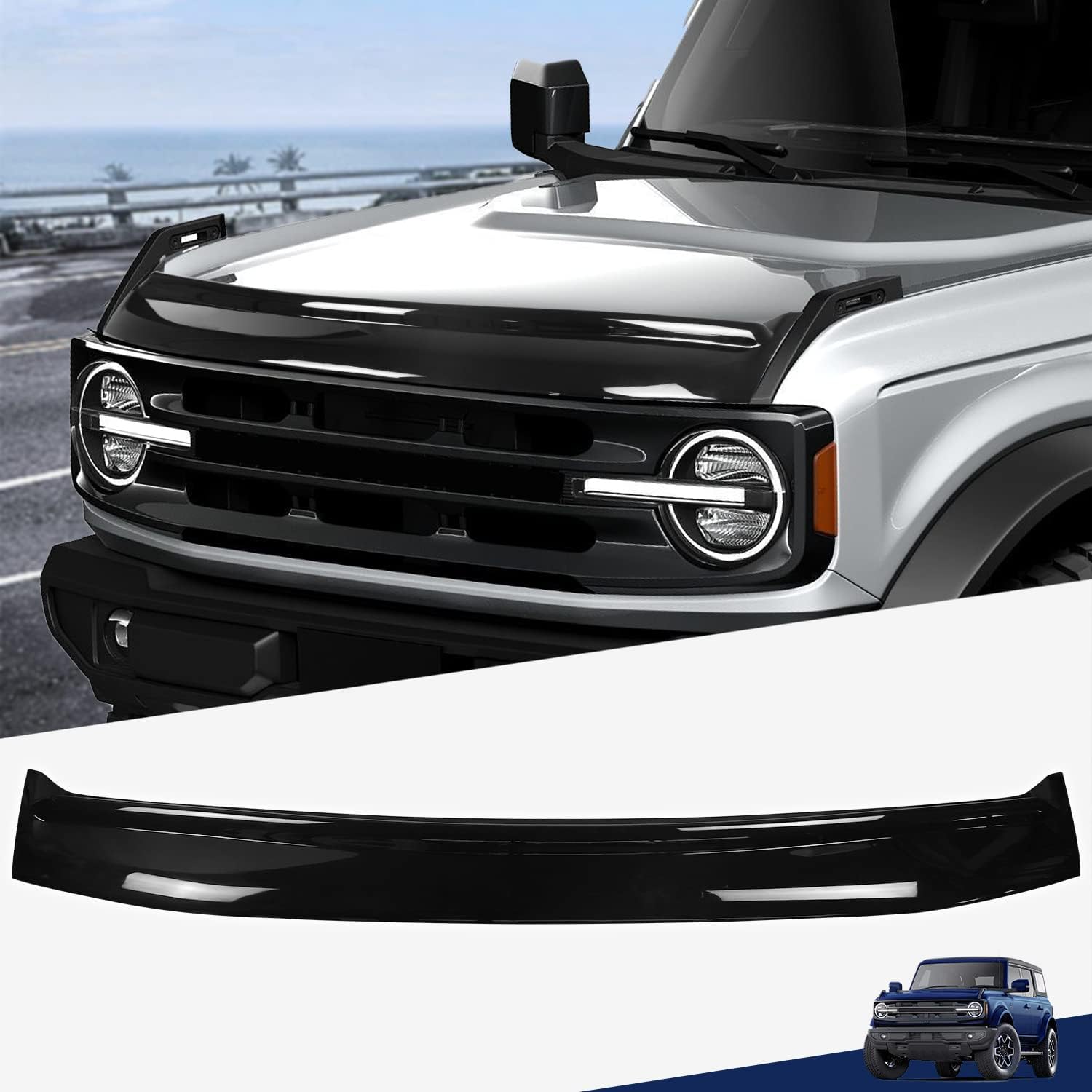 MSIZOY Glossy Black Hood Bug Deflector Protector Cover Compatible with for Ford