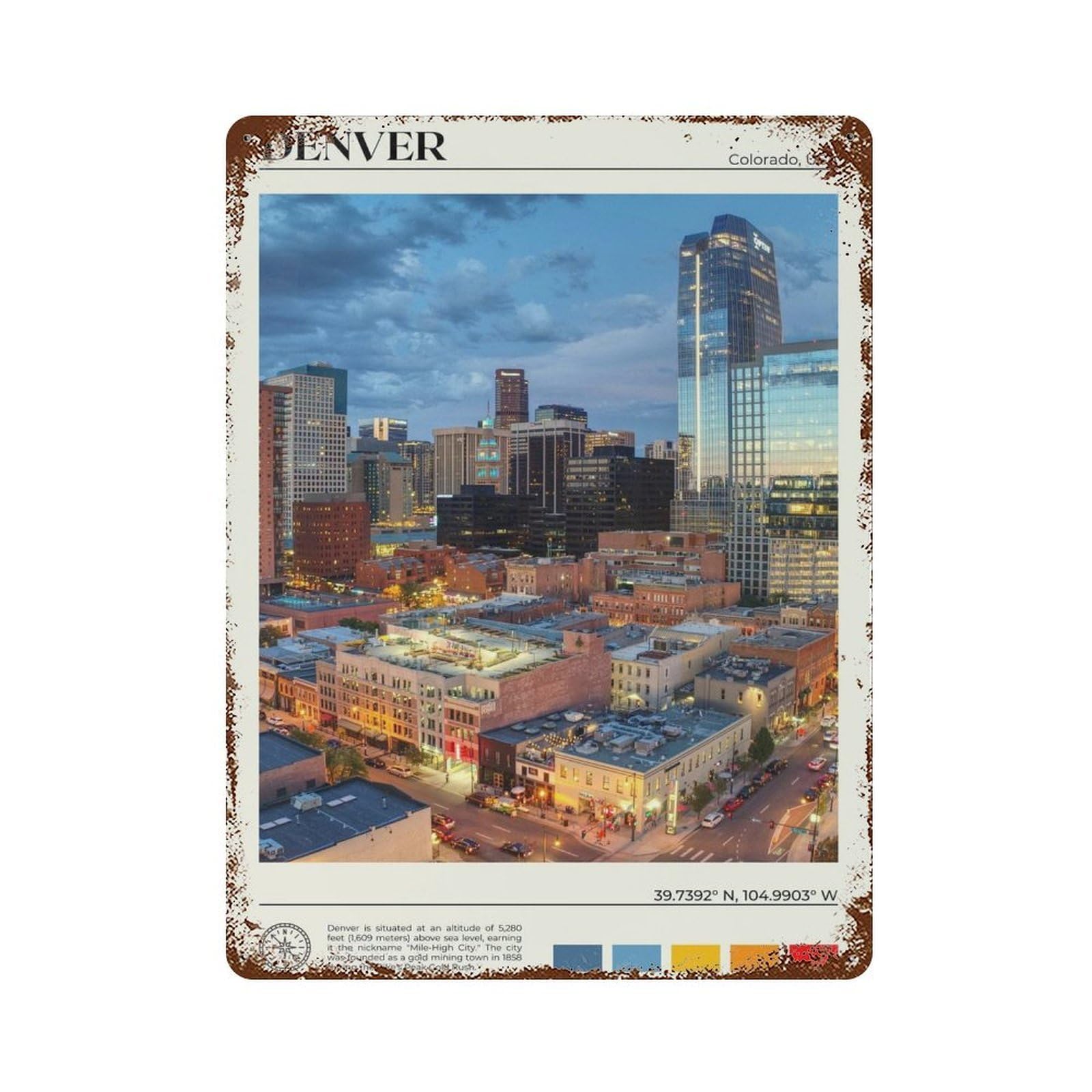 xiaoxiaoshen Real Photo Denver Decor Colorado USA Wall Decor Art Metal Tin Poster Modern Home Decor Art Home Bar Shop Decorations Vintage Sign 40x30cm