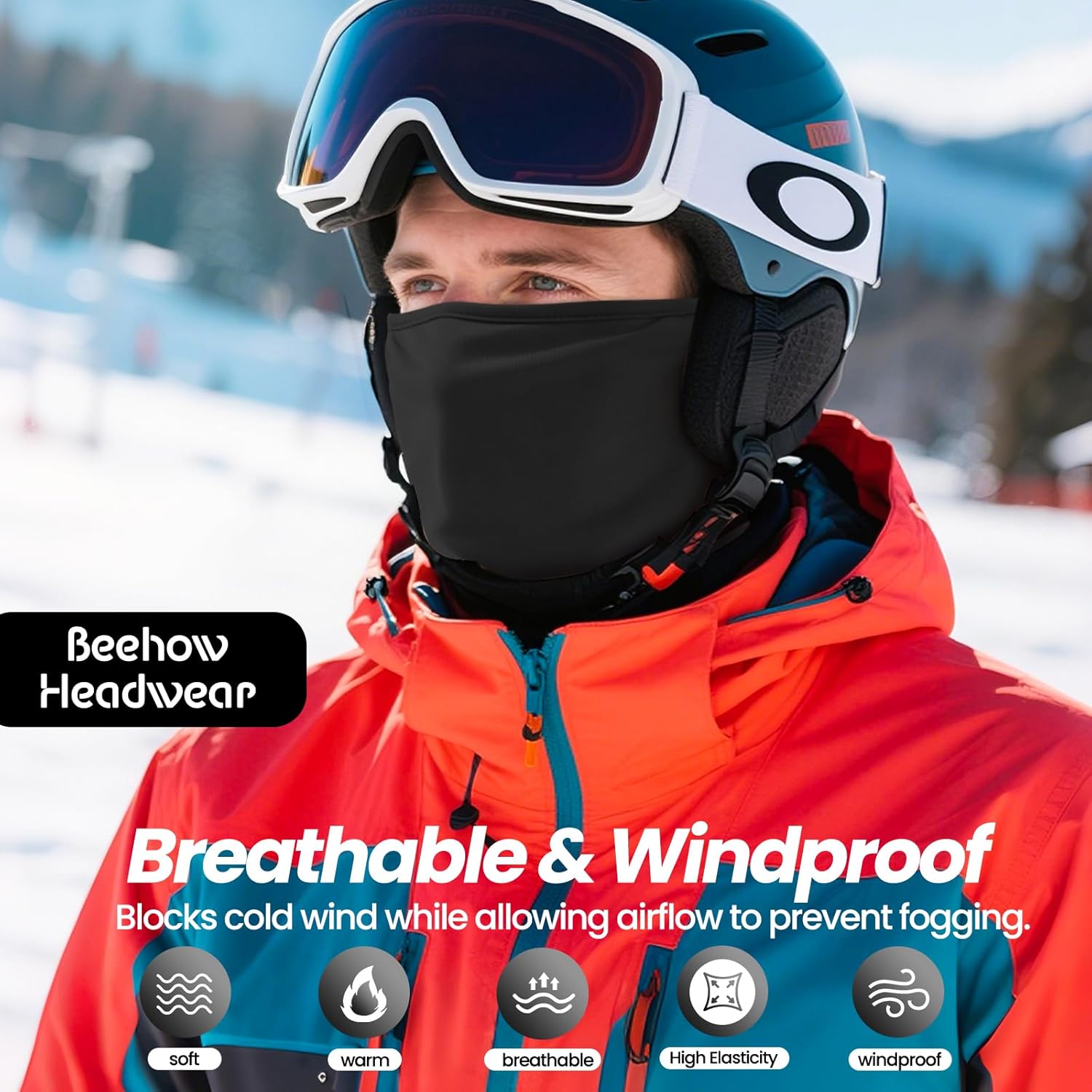 Neck Gaiter Windproof Winter Ski Mask Face Scarf for Men Women Fleece Lining for Skiing Hiking Running Motorcycling - Image 3