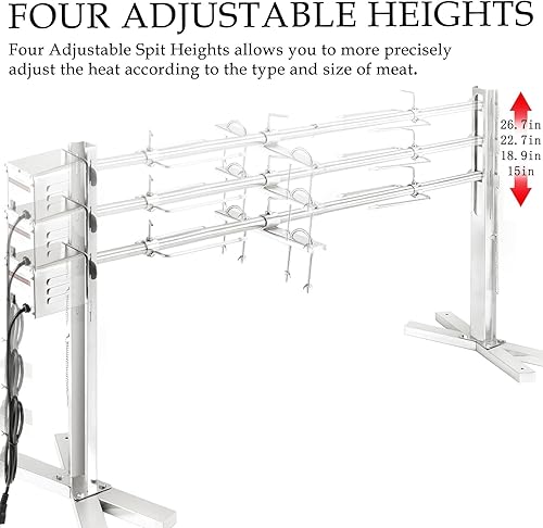 Miniatura 2 de Kit de parrilla de asador, soporte eléctrico de acero inoxidable para asador de trípode de acero inoxidable de 52 pulgadas, parrilla asadora de