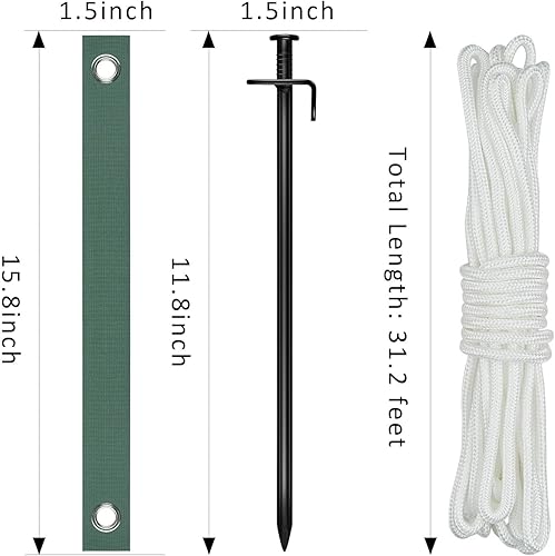 Miniatura 6 de Kits de estacas de acero resistente para árboles, kits de estacas y soportes para árboles jóvenes contra el mal tiempo, incluye 3 correas de árbol