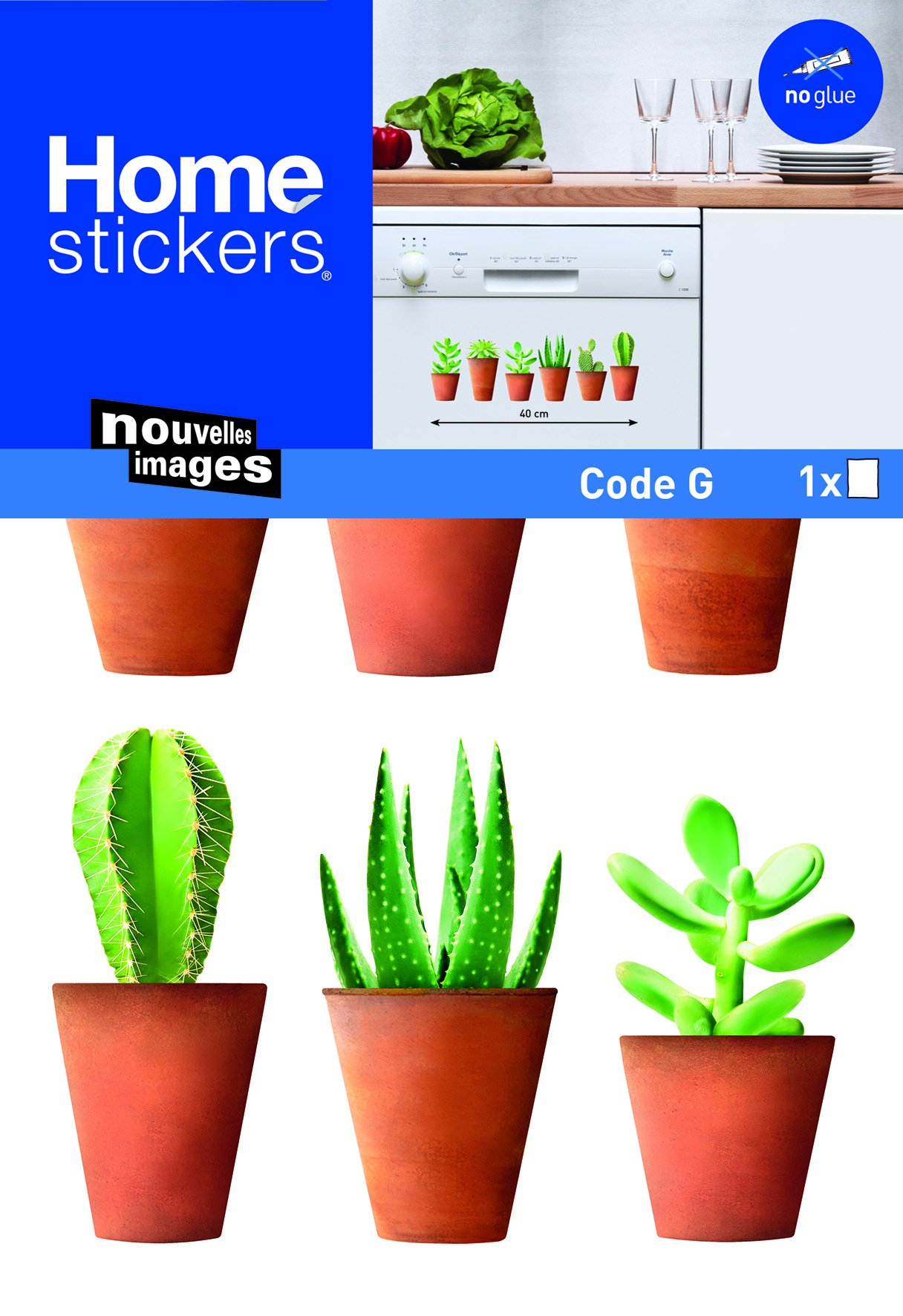 NOUVELLES IMAGES Stickers Ventanas Cactus (Sultan), Papel, Multicolor, 36 x 24 x 0.1 cm