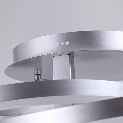 Miniatura 4 de Maxax Candelabro LED de 3 anillos, luz colgante acrílica regulable de montaje empotrado, iluminación de techo industrial moderna, certificación ETL,