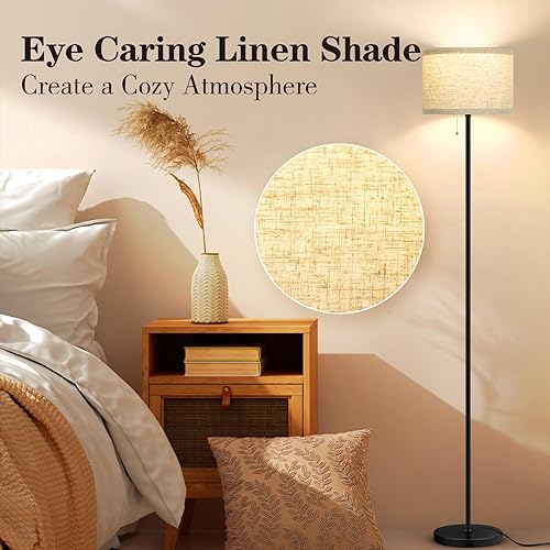 Miniatura 5 de VerRon Lámpara de pie para sala de estar, lámpara de pie con bombilla LED de 3 temperaturas de color, lámpara alta para dormitorio, oficina, lámpara