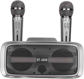 ST‑2028 Karaoke Machine with 2 Wireless Microphones, Portable PA Speaker System with/AUX/USB/SD for Home, Party, Wedding, Picnic, Outdoors or Indoors Activities