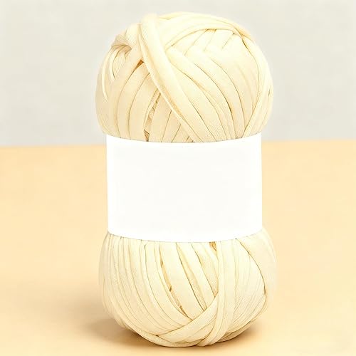 1 Pack T Shirt Yarn, Tshirt Crochet Yarn for Crocheting Bag/Craft Project/Home Decor, 3.5oz/100g (02 Light Yellow)