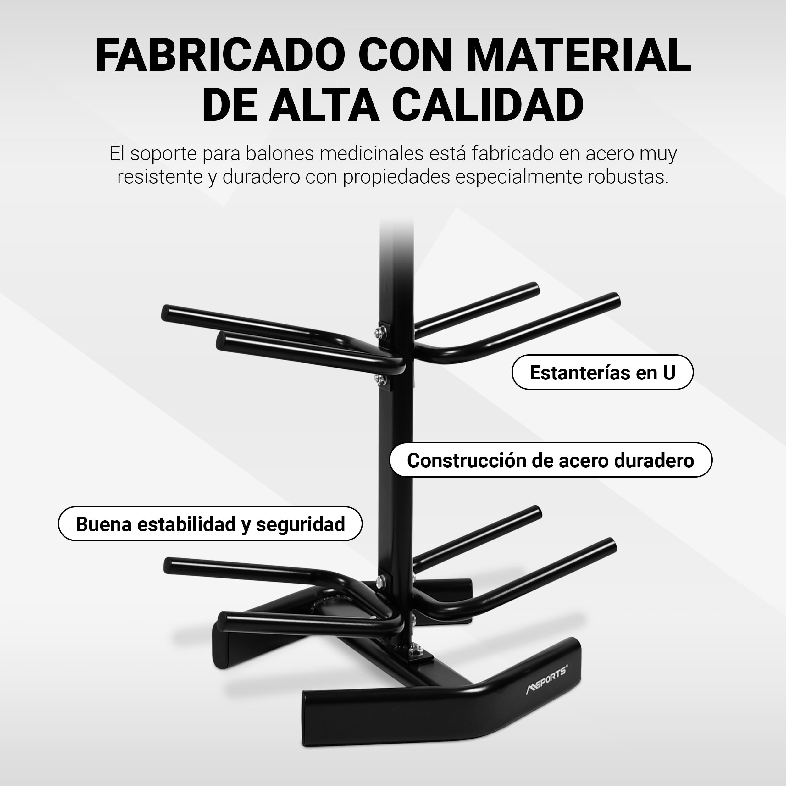 MSPORTS Estante para 10 pelotas de gimnasia balón medicinal