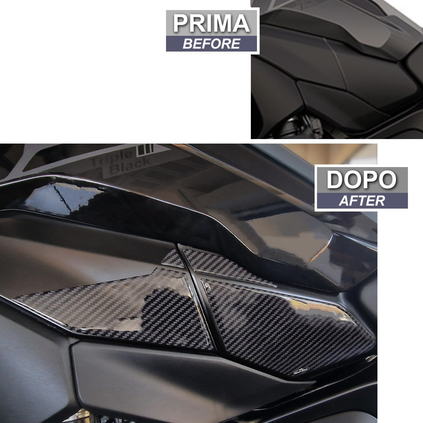 Resin Bike Adesivi Moto Compatibile con BMW R 1300 GS 2023-2026. Protezioni Para Telaio Centrale da Urti e Graffi. Adesivi Resinati Carboon Look con Effetto 3D Made in Italy