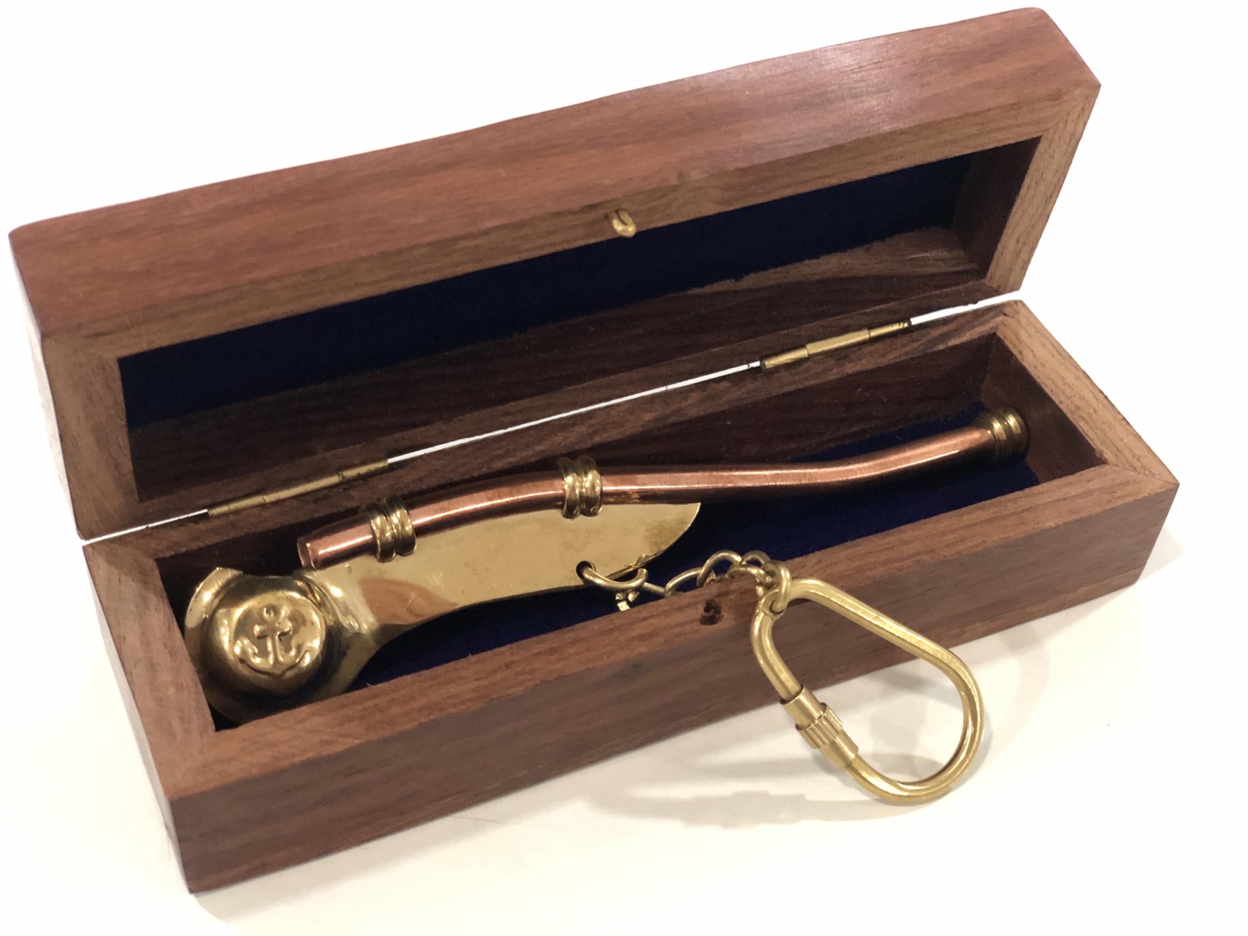 Nautische massief messing & koper Boatswain (Bosun) 5 fluitketting met