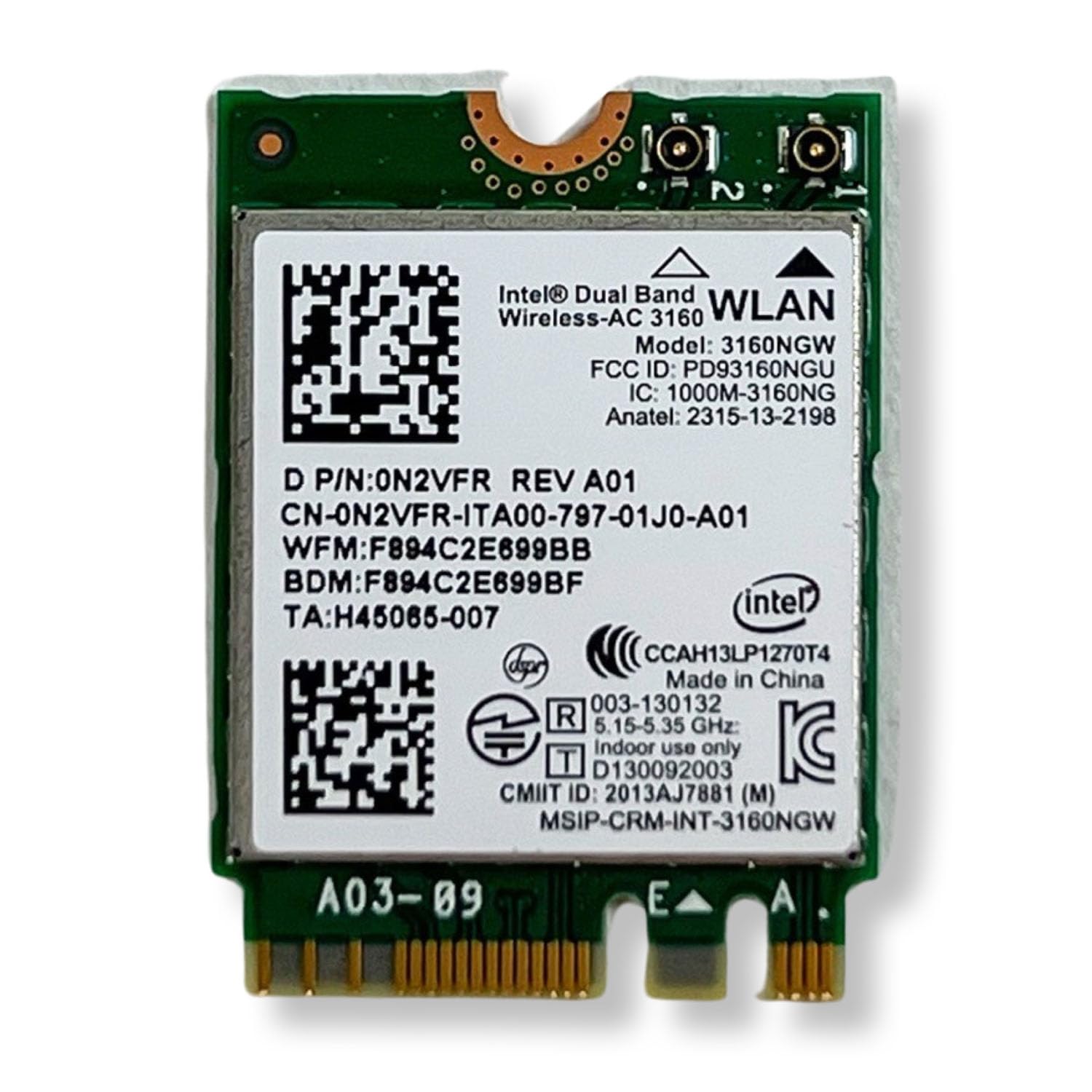 Intel Carte Wi-FI Double Bande AC 3160 3160NGW 802.11ac/a/b/g/n BT4.0 NGFF 2,4/5,8 GHz