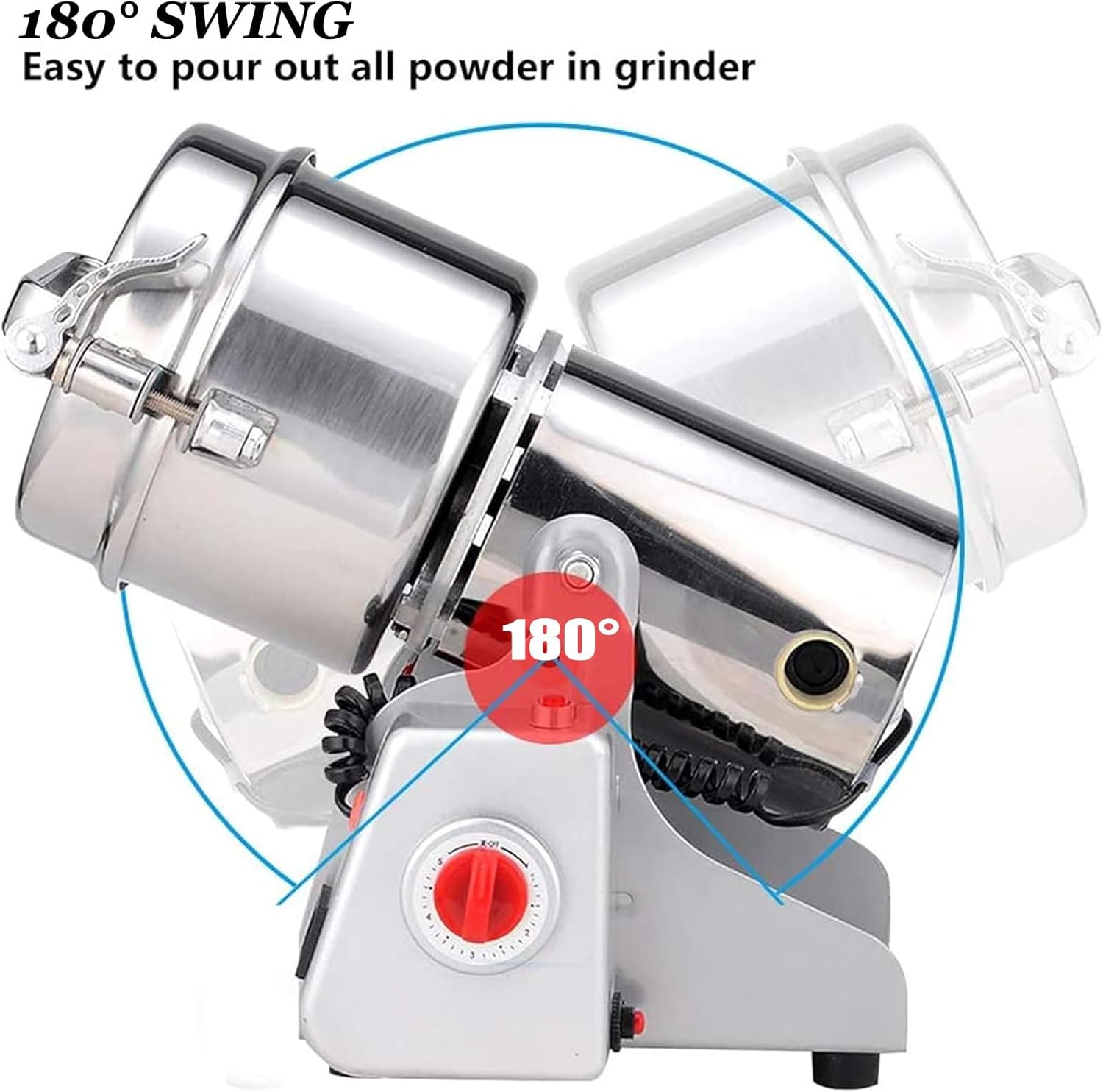 Electric Grain Mill Grinder,Commercial Spice Grinder Stainless Steel Pulverizer Dry Grinder Grinding Machine,for Dry Spice,Nut,Coffee,Rice,2500g (2000g