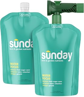 Sunday Water Focus Lawn Fertilizer - Drought-Resistant 18-0-3 Formula for Hot Climates, Soil Retention, 2-Pack 42oz