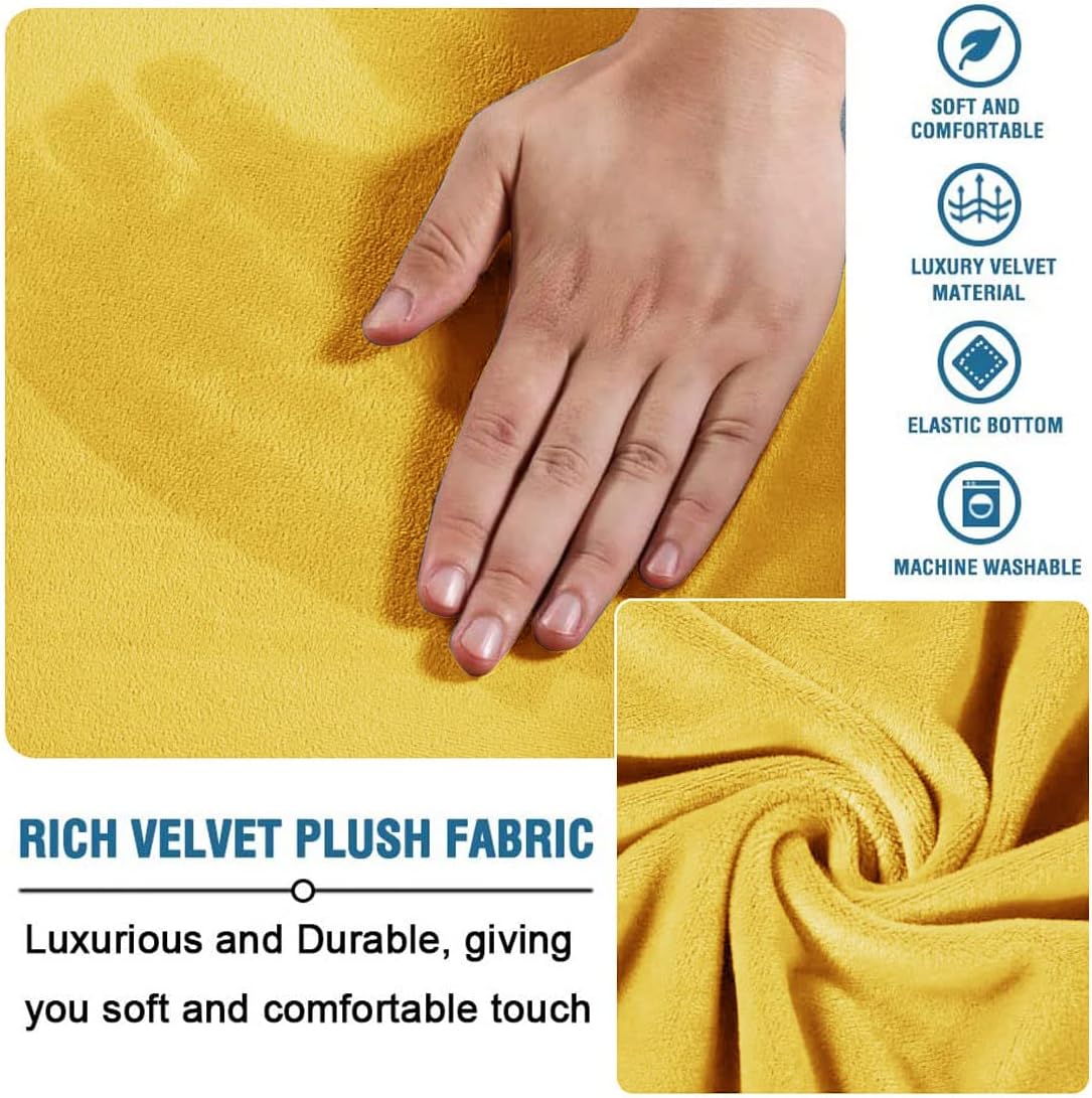 Dining Room Chair Covers Slipcovers Set of 6, Shell Chair Cover Velvet for Mid Century Modern Chair, Armless Chair Cover Lounge for Kitchen, Dining, Living Room Side Chairs Yellow