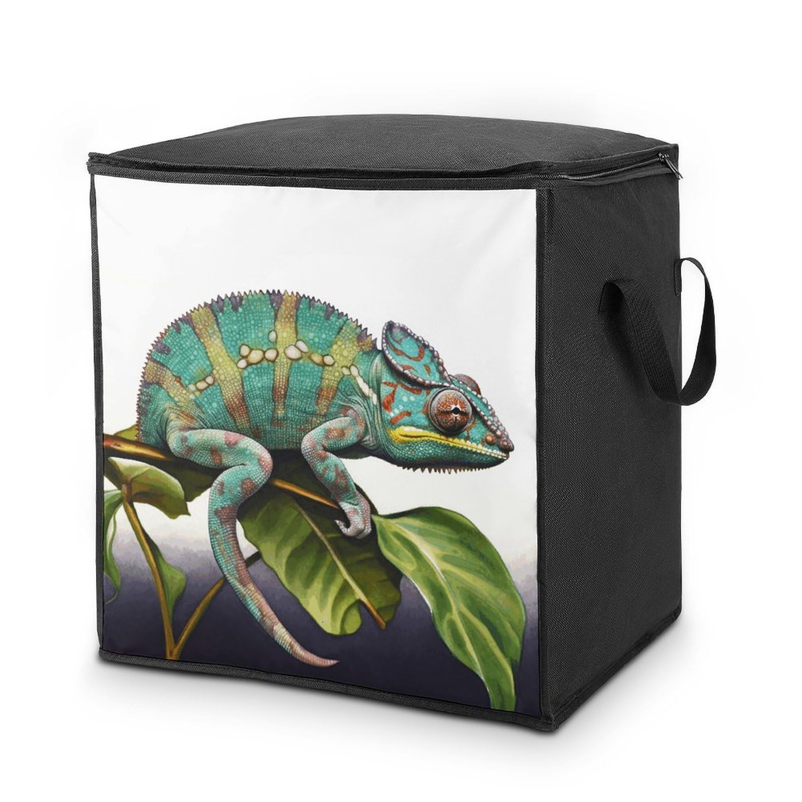 Chameleon Storage Bag Quilt Storage Bag with Sturdy Zippered Fashion Breathable Closet Organizer Storage Boxes with Carry Handles for Blanket Pillow Bedding